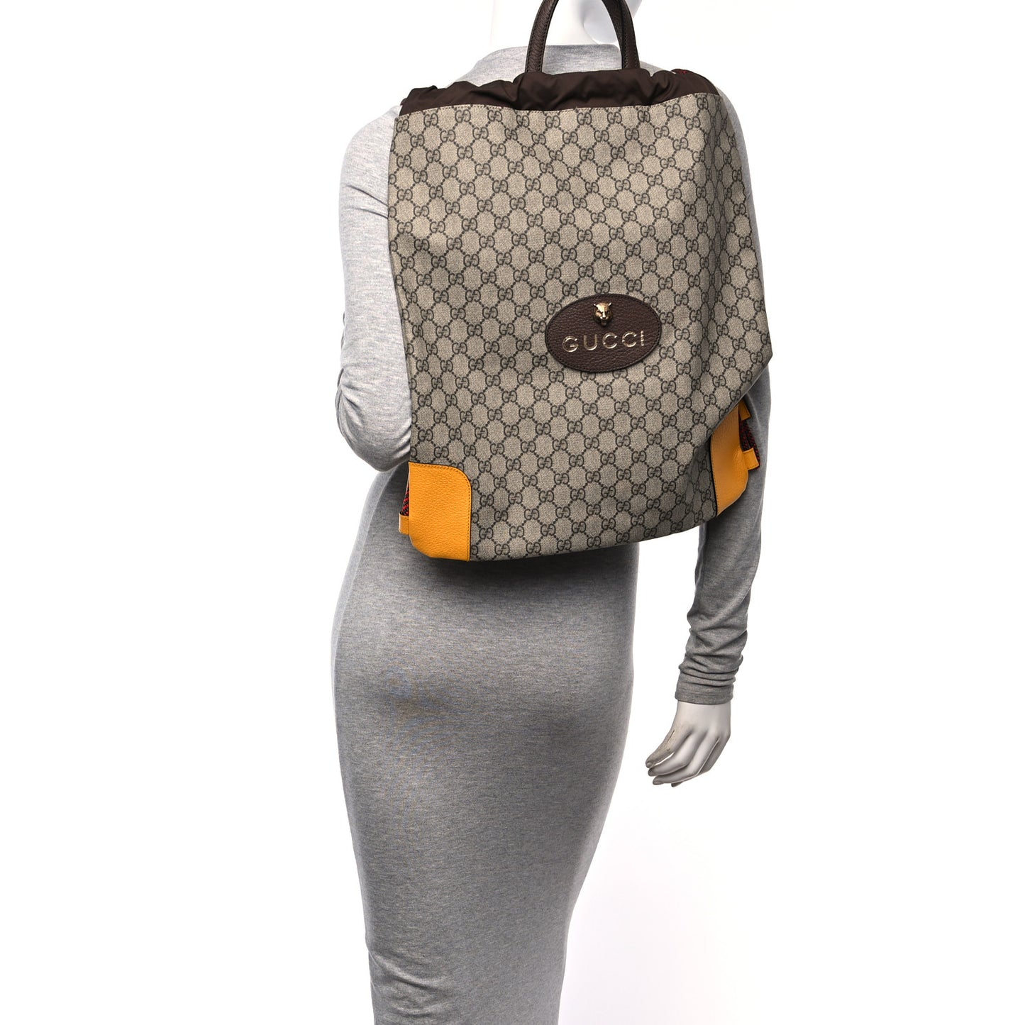 GG Supreme Monogram Neo Vintage Drawstring Backpack Beige New Acero Crop