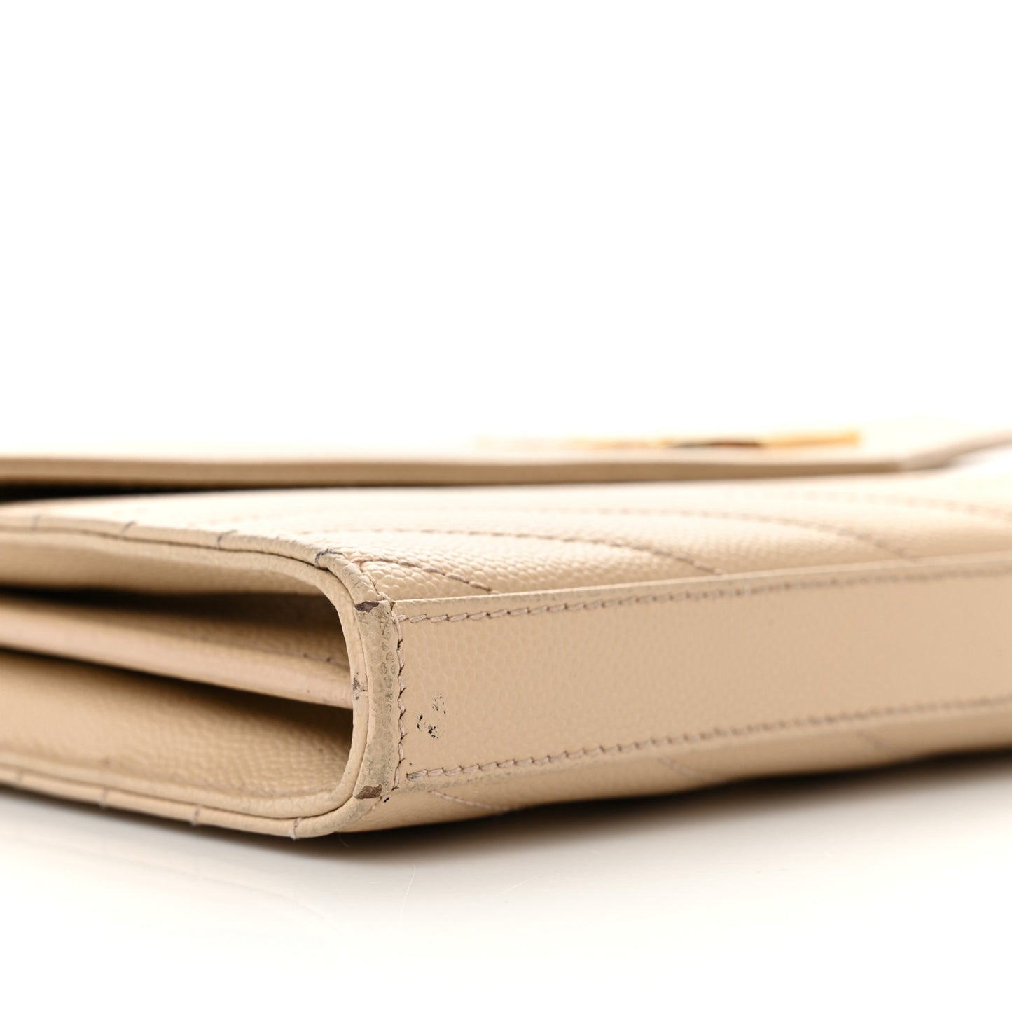 Grain De Poudre Matelasse Chevron Monogram Chain Wallet Nude Powder