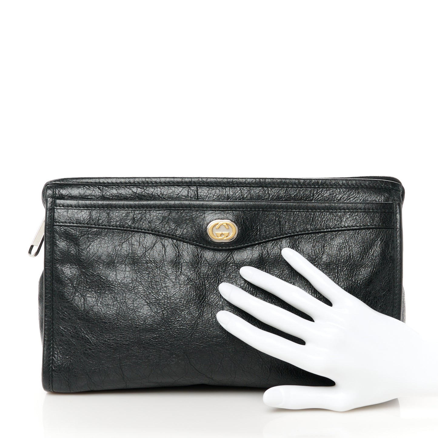 Fluffy Calfskin Morpheus Zip Pouch Black