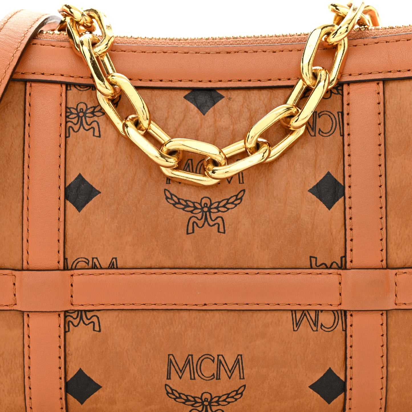 Visetos Nappa Mini Delmy Chain Shoulder Bag Cognac