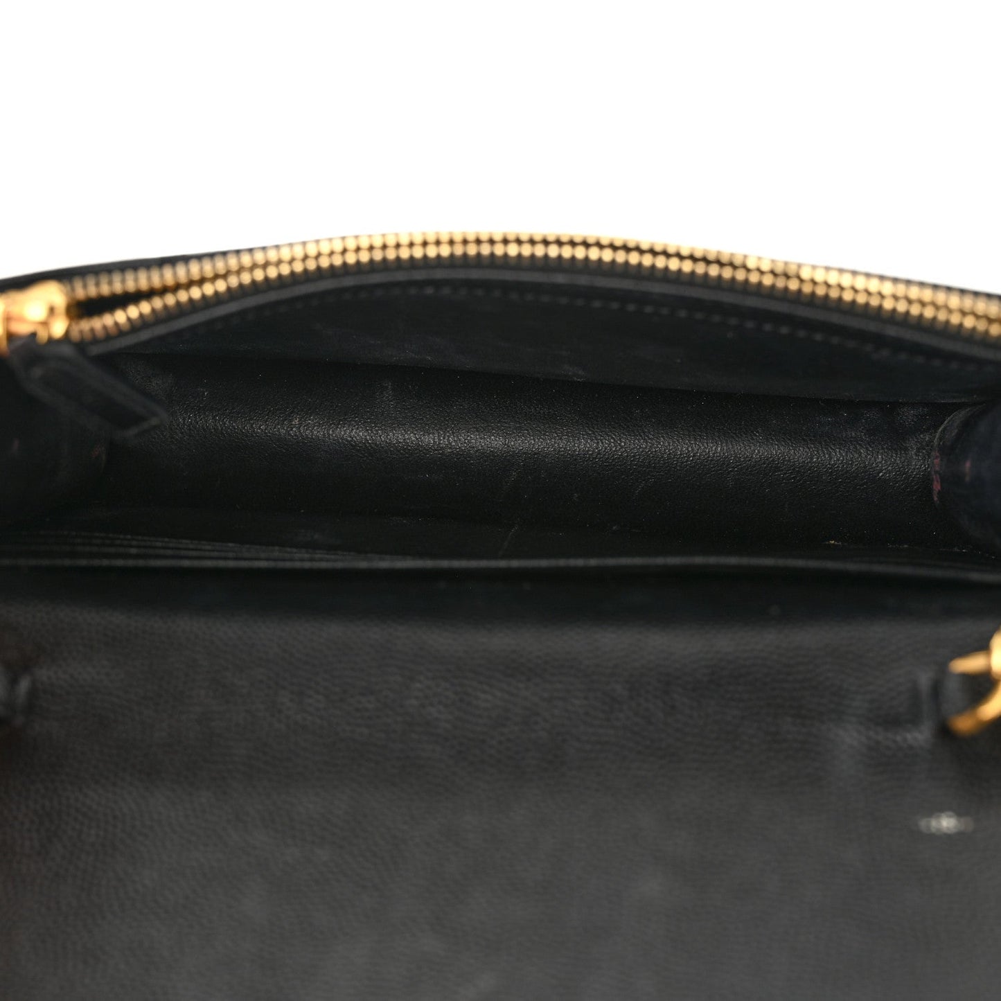 Grain De Poudre Matelasse Chevron Monogram Envelope Chain Wallet Black