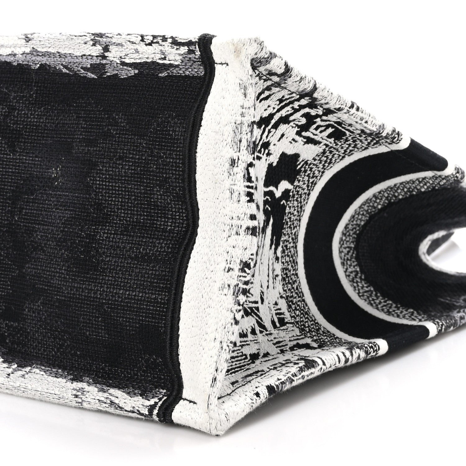 Christian Dior Canvas Embroidered Medium New York Book Tote Black White 10 of 10