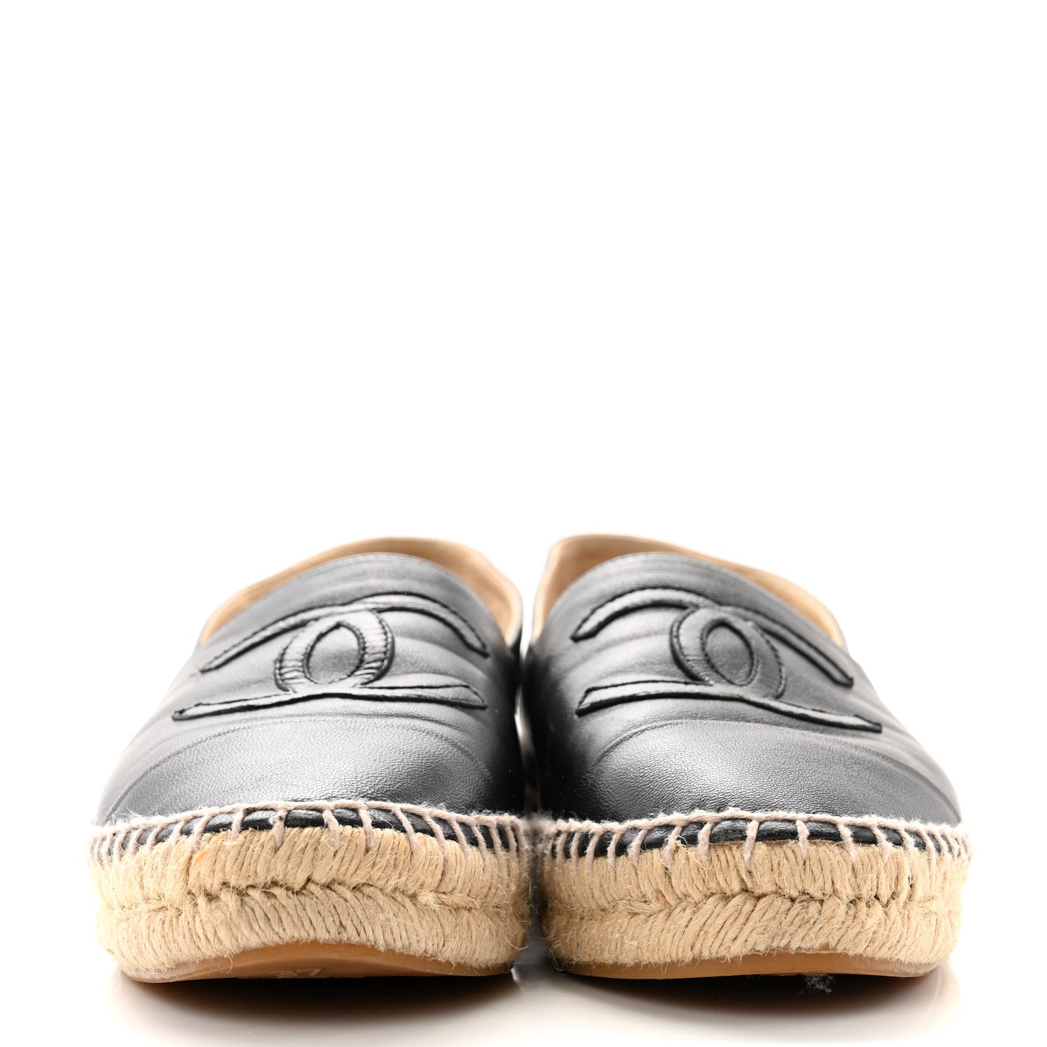 Chanel Lambskin CC Espadrilles 37 Black 2 of 9