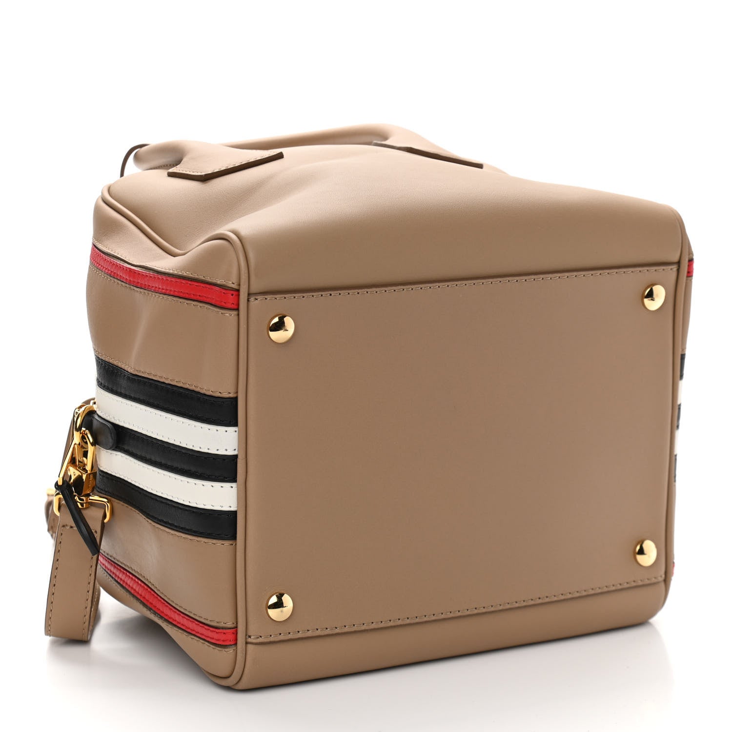 Burberry Smooth Calfskin Small Cube Bowling Bag Driftwood Bright Military Red 4 of 10
