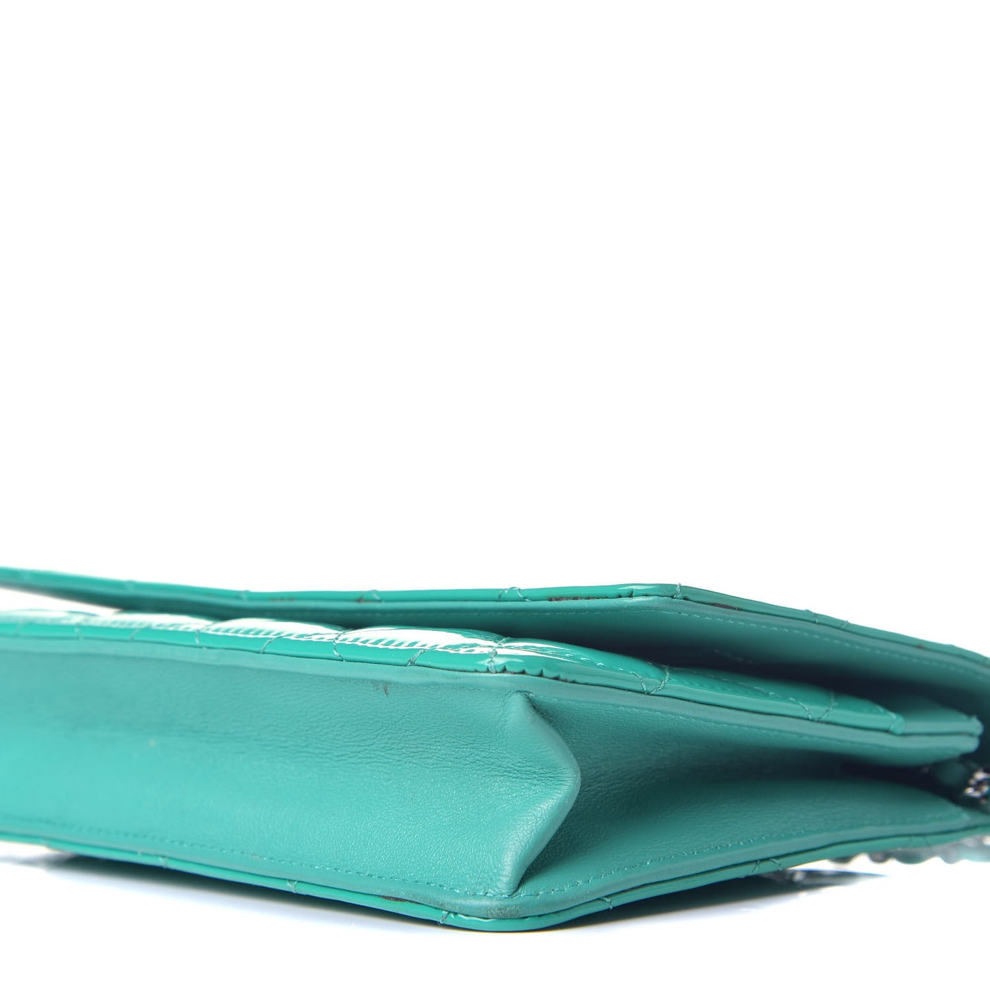 Patent Quilted Wallet On Chain WOC Blue