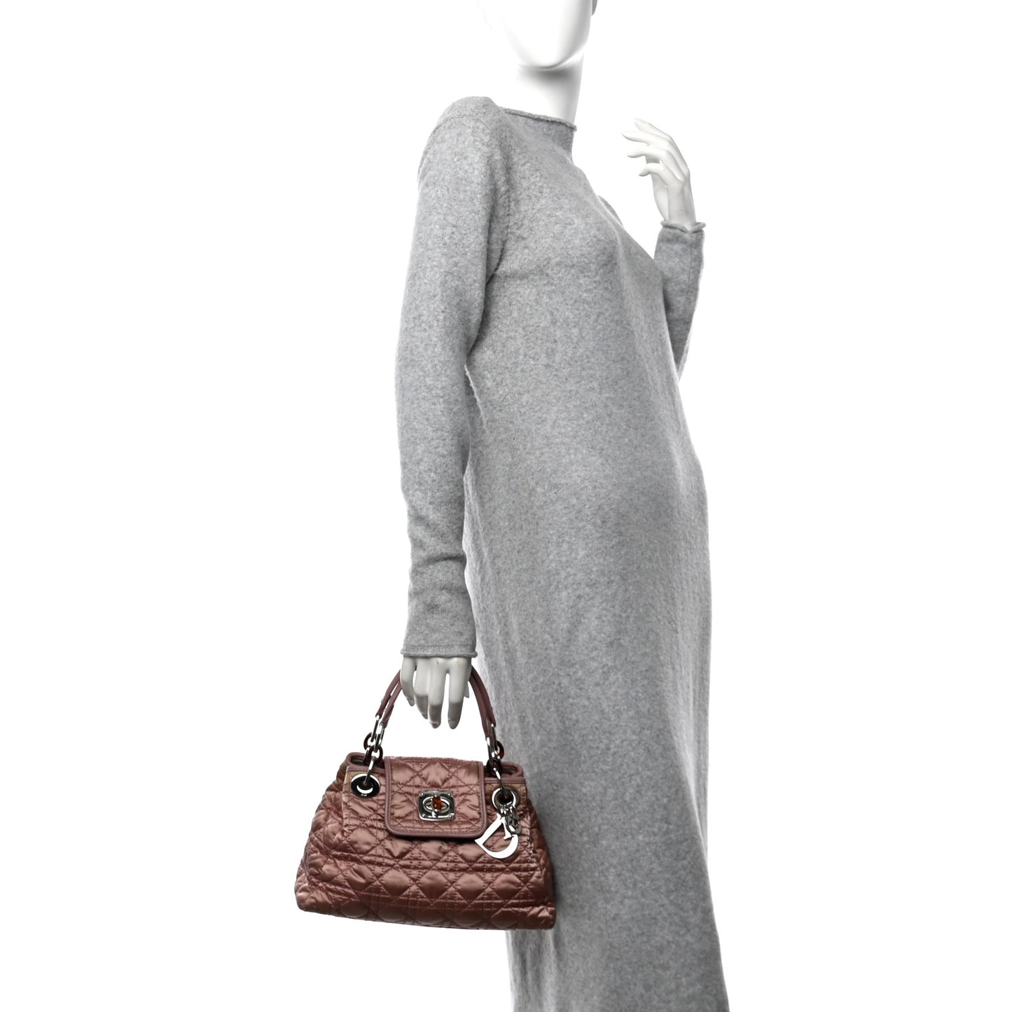 Satin Cannage Charming Small Lock Flap Shoulder Bag Pink