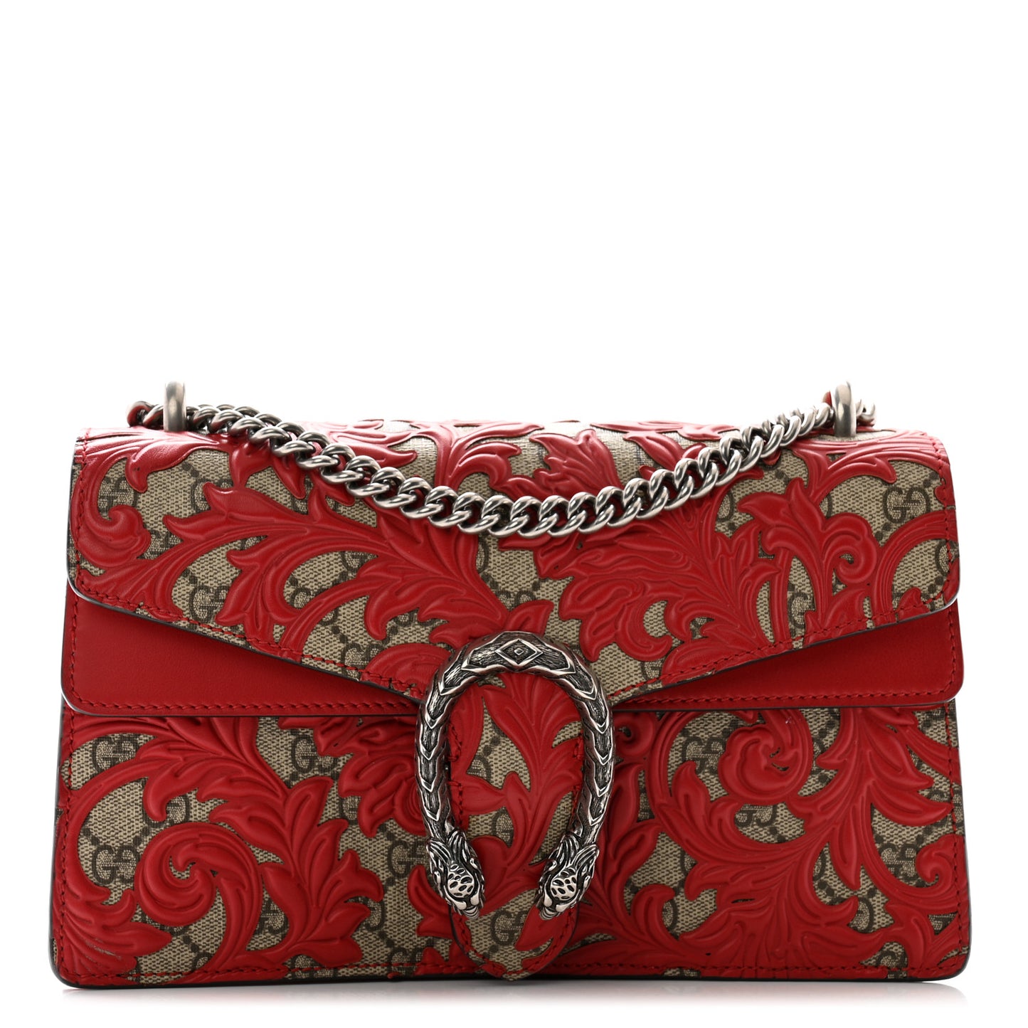 GG Supreme Monogram Arabesque Small Dionysus Shoulder Bag Hibiscus Red