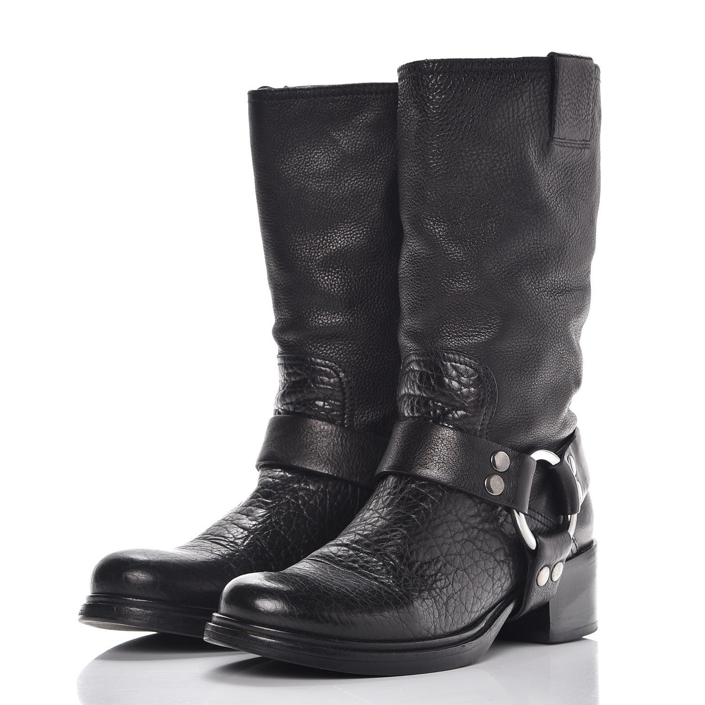 Calfskin Harness Motorcycle Boots 39 Black