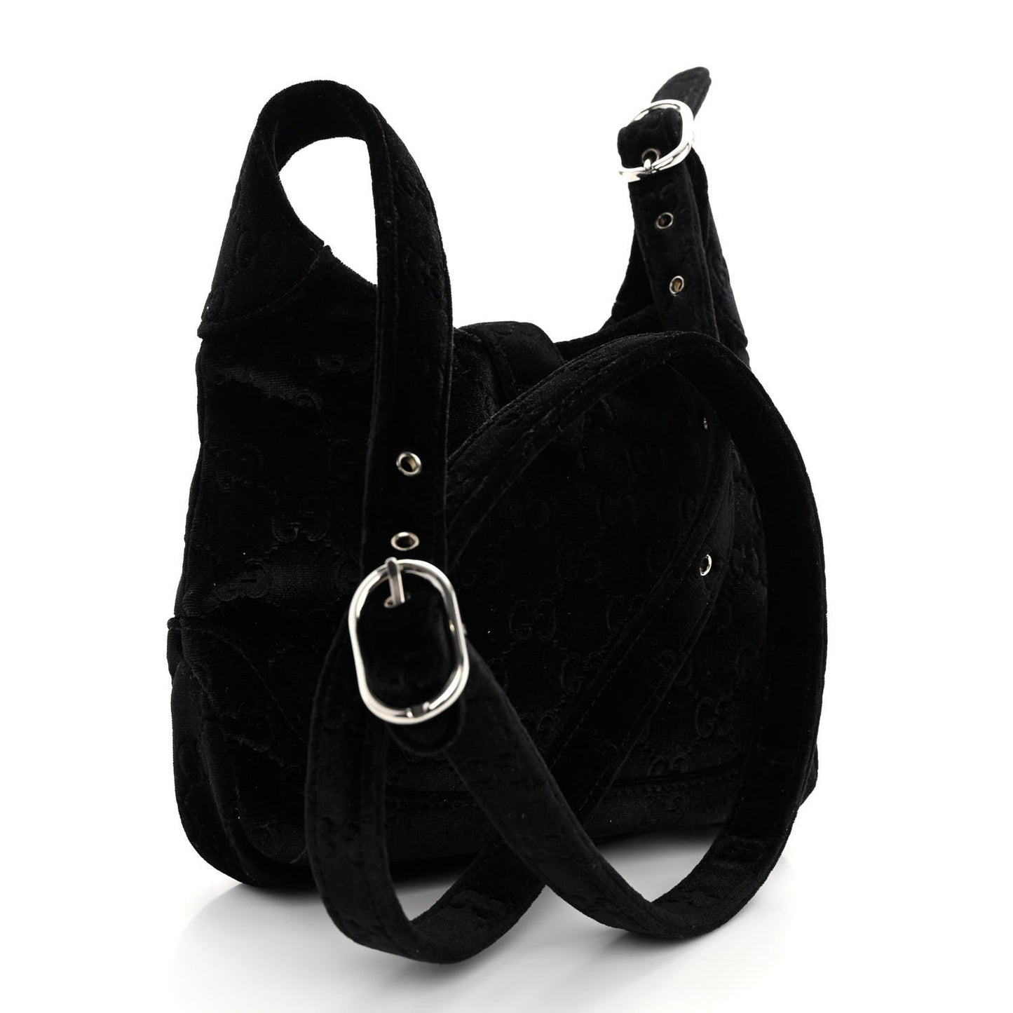 New Velvet Ashmir GG Monogram Small Jackie 1961 Hobo Black