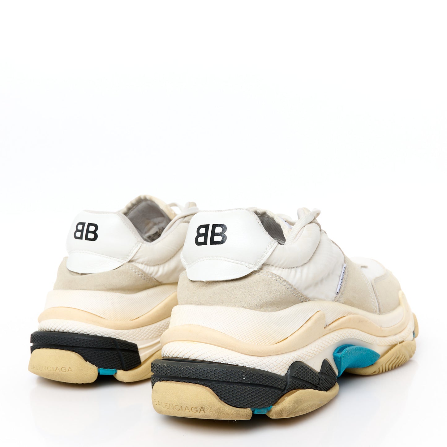 Nylon Suede Mens Triple S 2.0 Sneakers 44 White Grey Blue