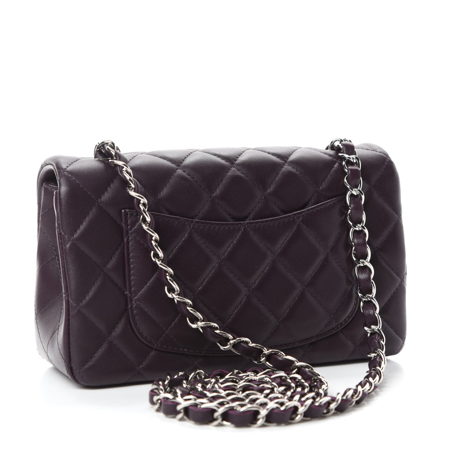 Chanel Lambskin Quilted Mini Rectangular Flap Dark Purple 3 of 11