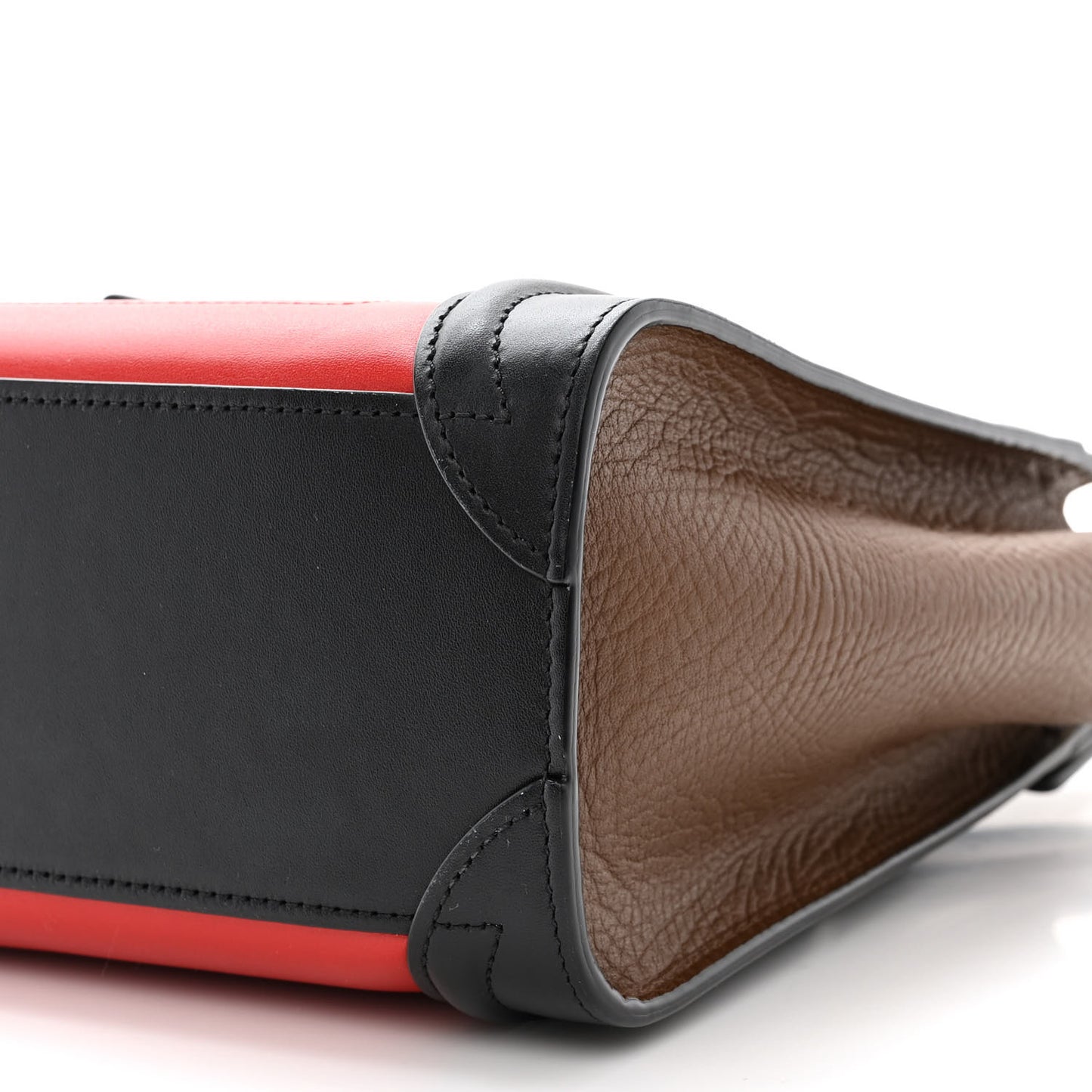 Smooth Calfskin Nano Tri-Color Luggage Bright Red