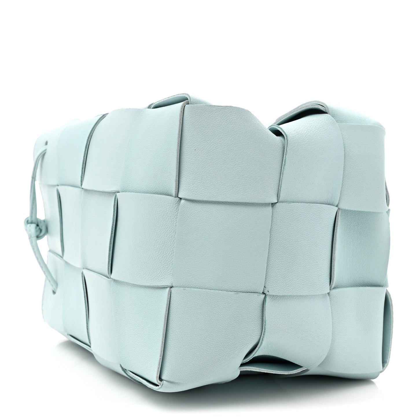 Nappa Maxi Intrecciato Small Cassette Bucket Bag Topazio Silver