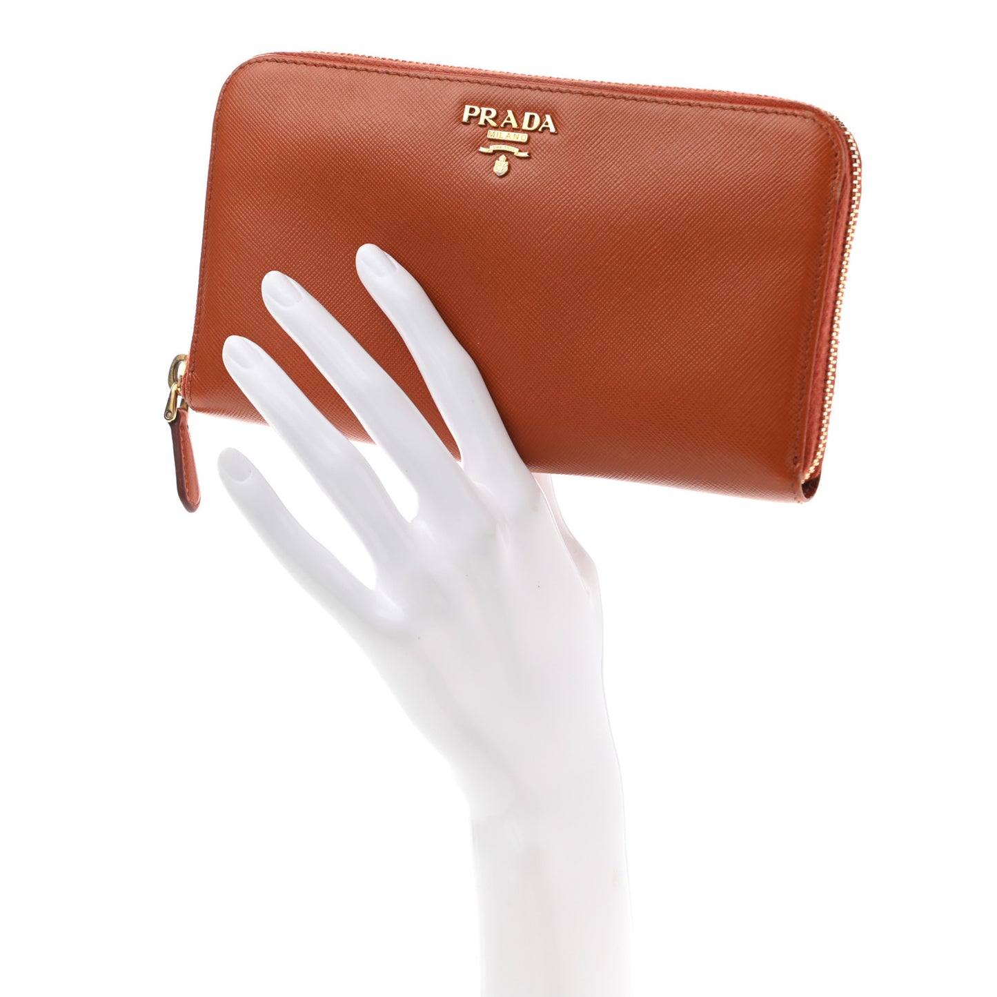 Saffiano Metal Zip Around Wallet Rame
