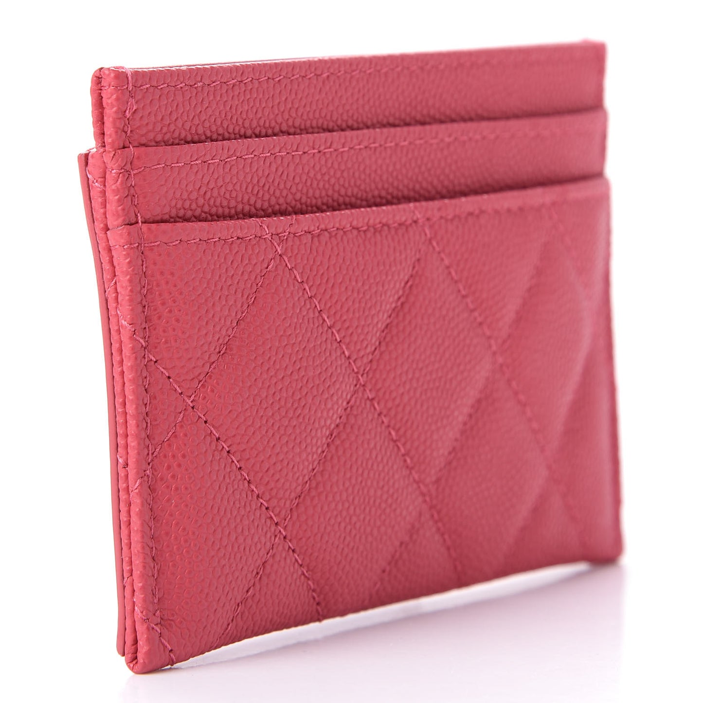 Caviar Quilted Filigree Card Holder Pink