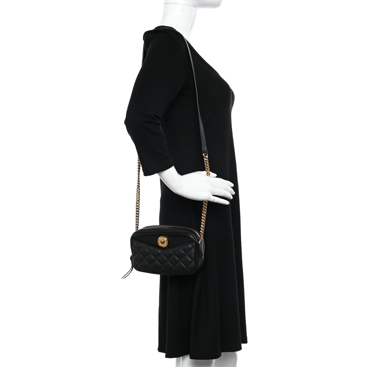 Nappa Quilted La Medusa Camera Bag Black