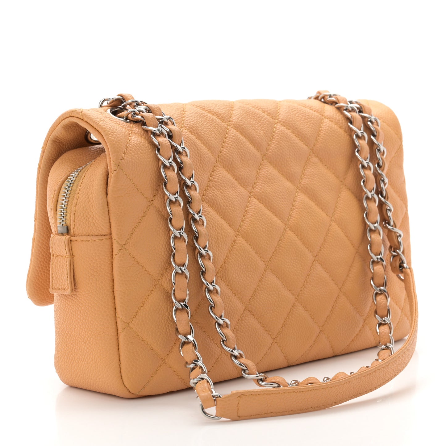 Caviar Quilted Medium Casual Journey Flap Dark Beige
