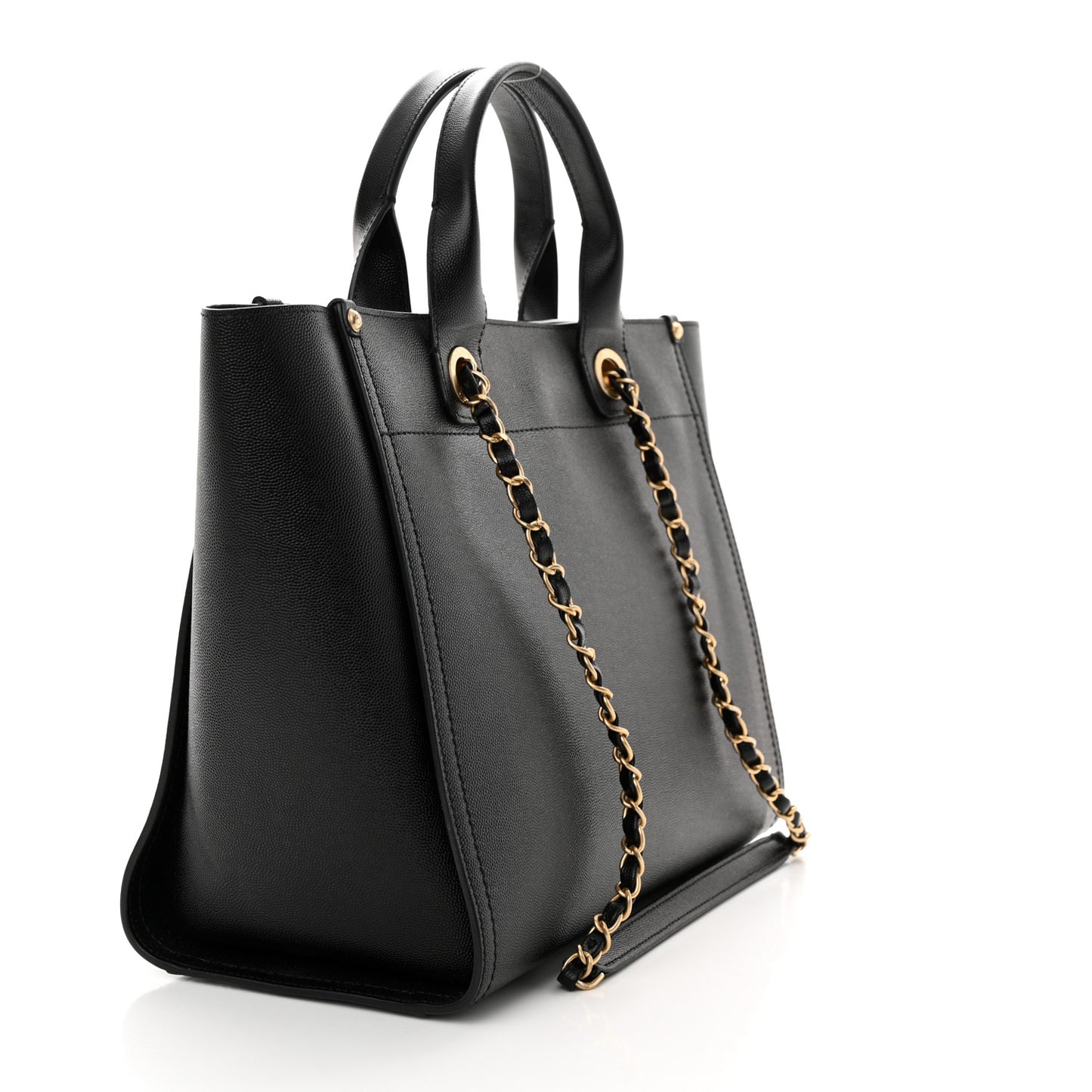 Caviar Small Studded Deauville Tote Black