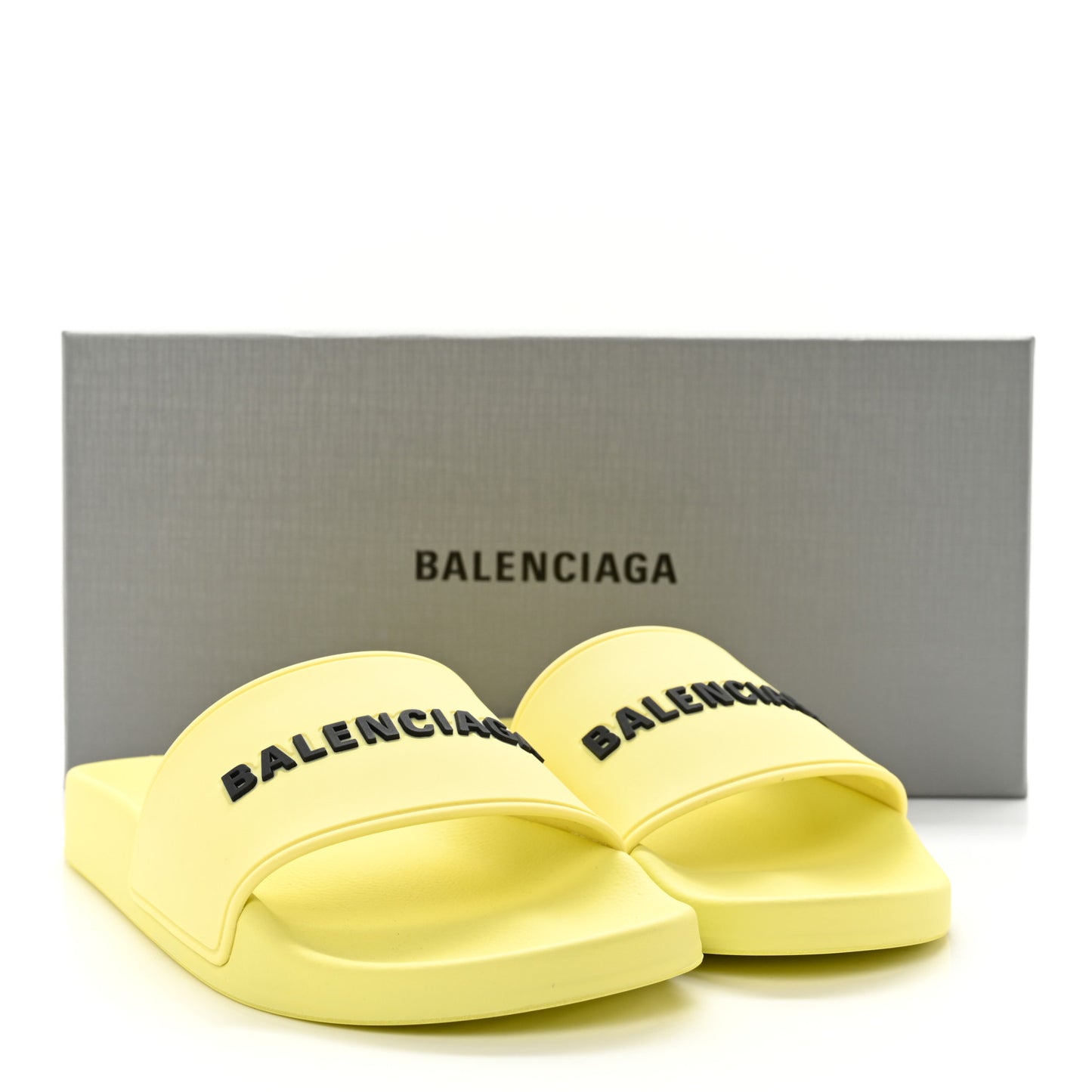 Smooth Rubber Logo Bi-Color Womens Pool Slide Sandals 38 Yellow Black
