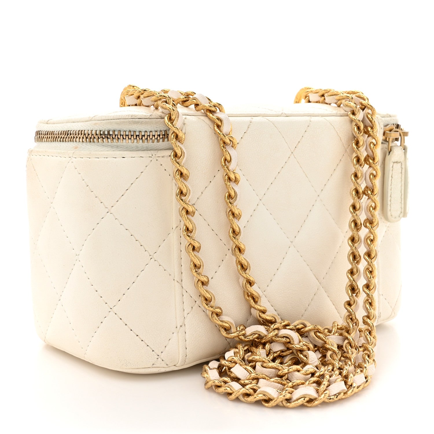 Chanel Lambskin Quilted Small CC Dynasty Vanity Case With Chain White 3 of 19