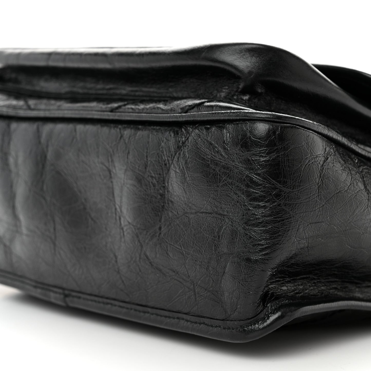 Crinkled Calfskin Matelasse Monogram Medium Niki Chain Satchel Black