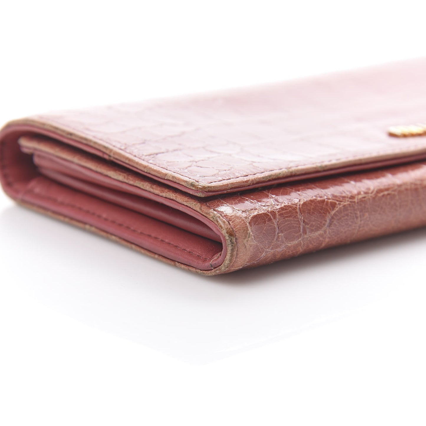 Patent Crocodile Embossed Saint Cocco Lux Continental Flap Wallet Antico