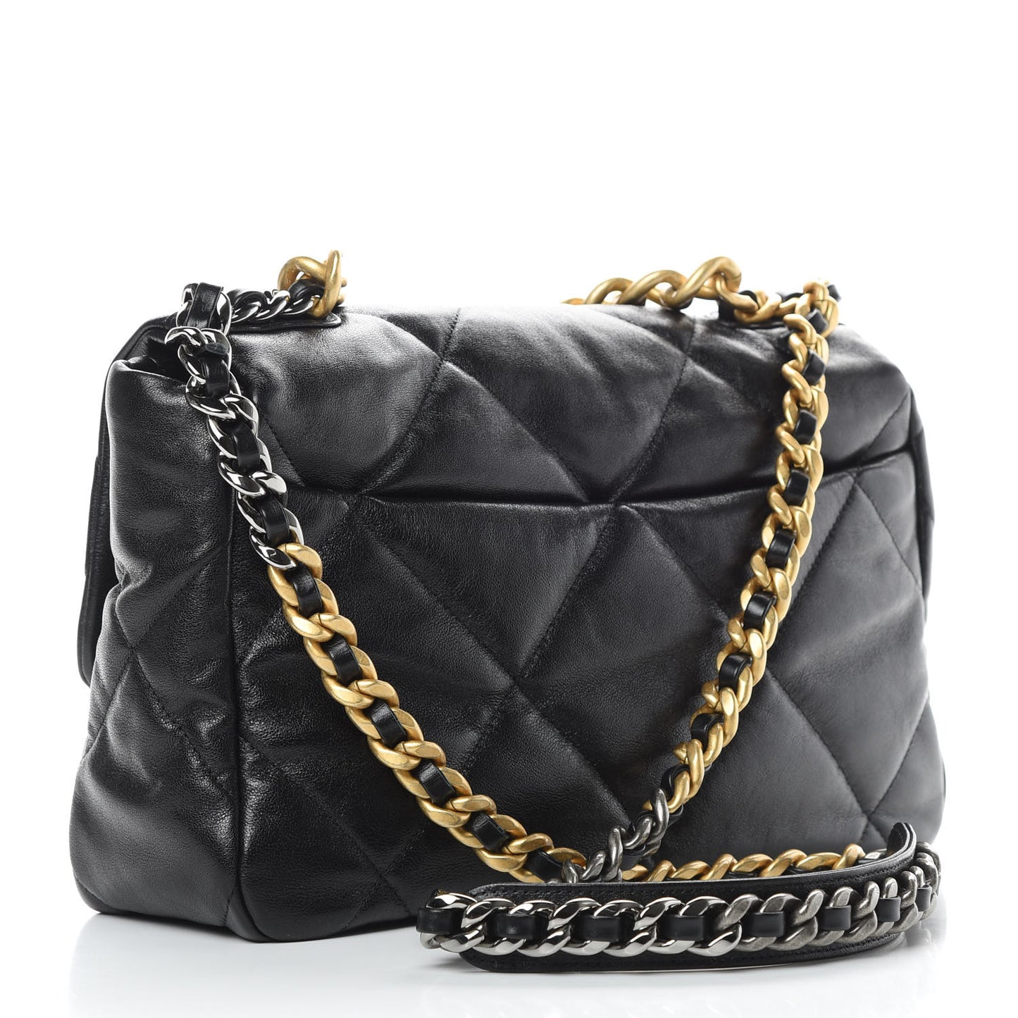 Lambskin Quilted Large 19 Flap Black