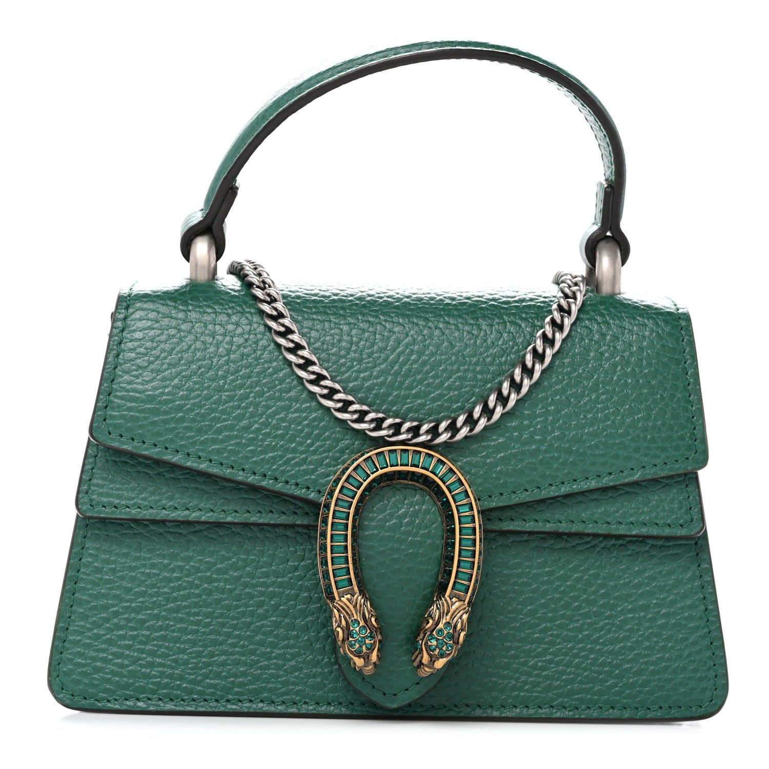 Gucci Dollar Calfskin Crystal Mini Dionysus Top Handle Bag Emerald