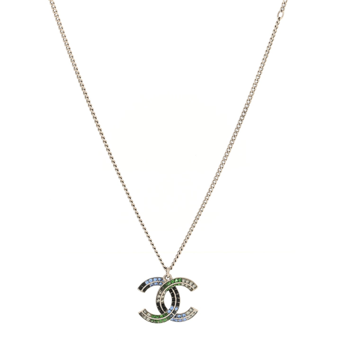 Baguette Crystal CC Necklace Blue
