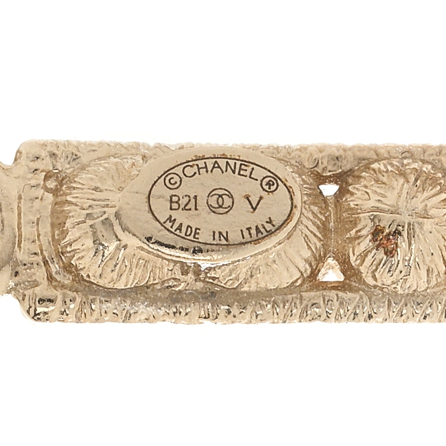 Chanel Crystal Cha-Nel Logo Drop Earrings Gold 3 of 6