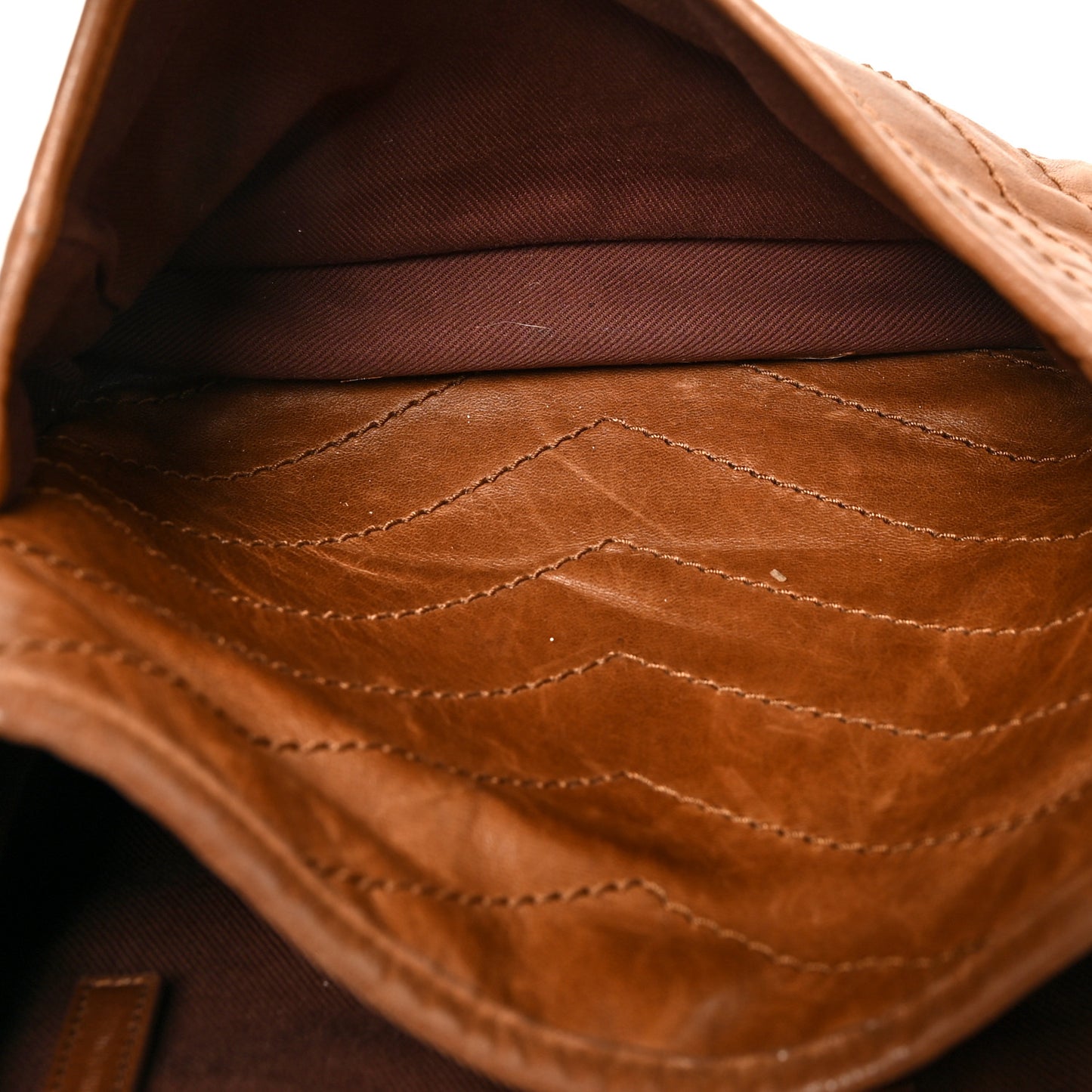 Crinkled Calfskin Matelasse Monogram Medium Niki Chain Satchel Brown