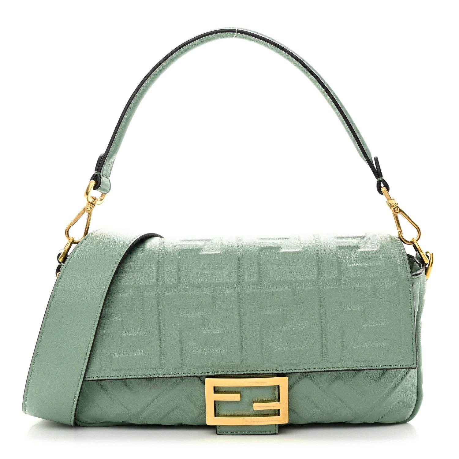 Fendi Nappa FF 1974 Embossed Baguette Menta 1 of 9