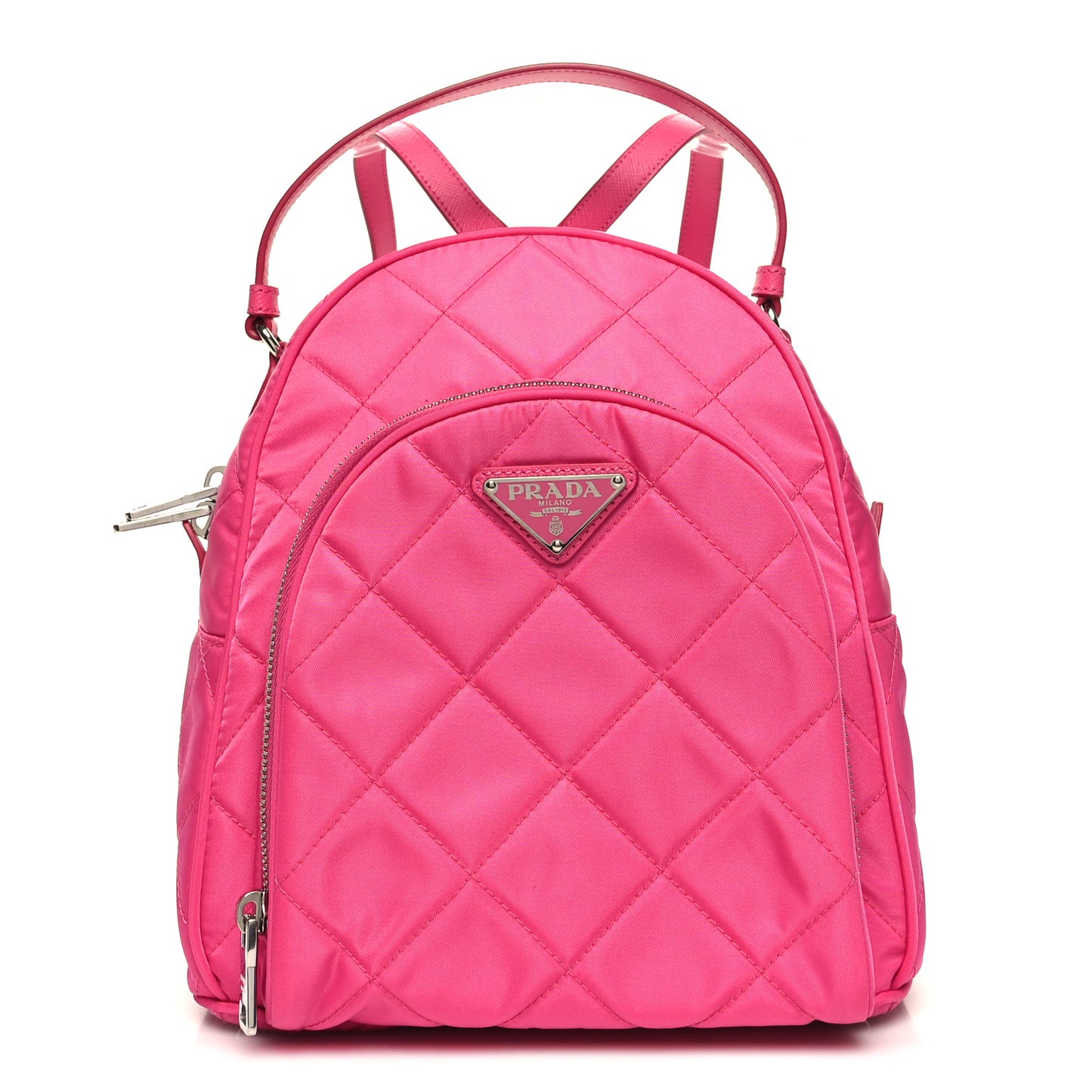 Nylon Tessuto Impuntu Quilted Backpack Fuxia