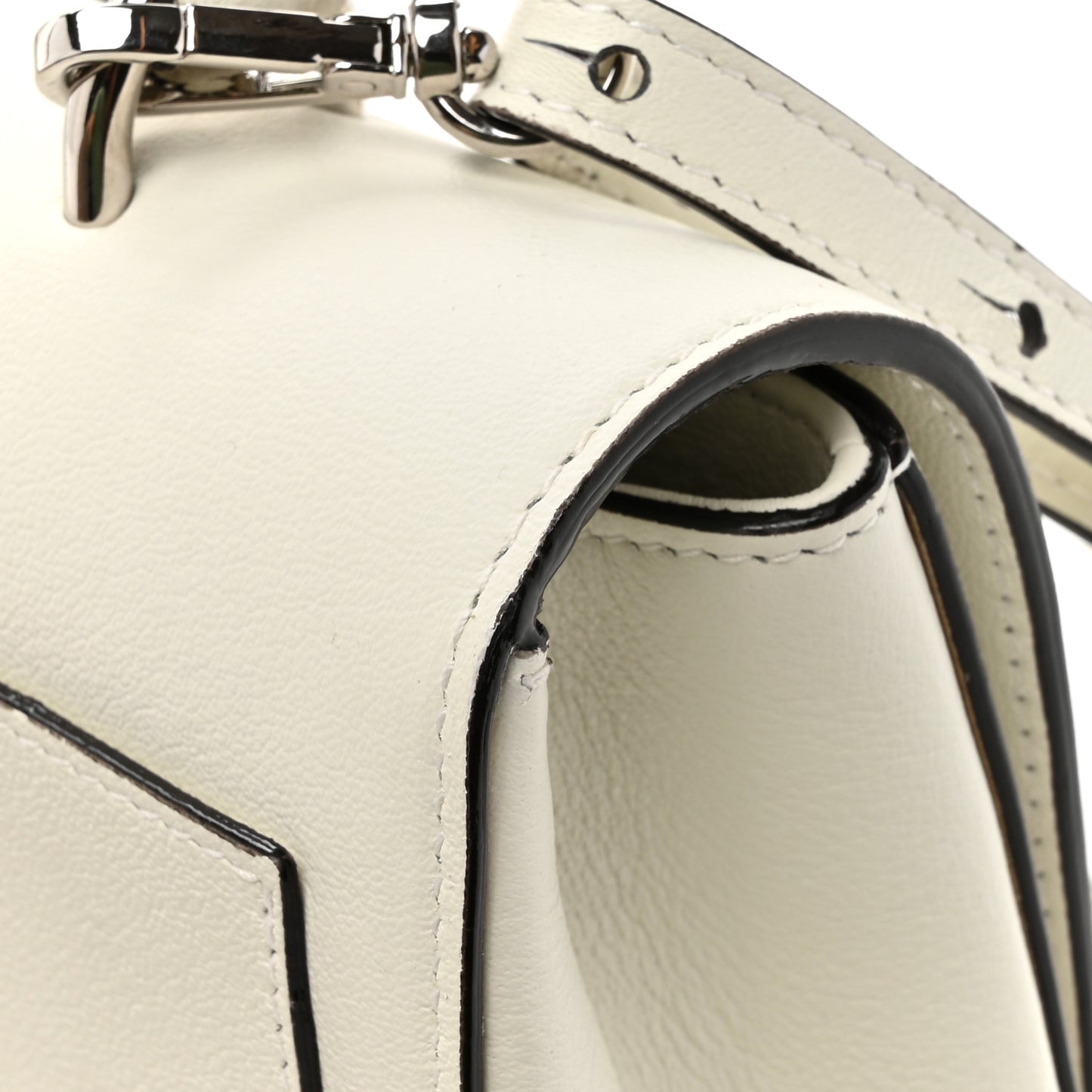 Calfskin Crystal Medium Cheri Top Handle Bag Milk