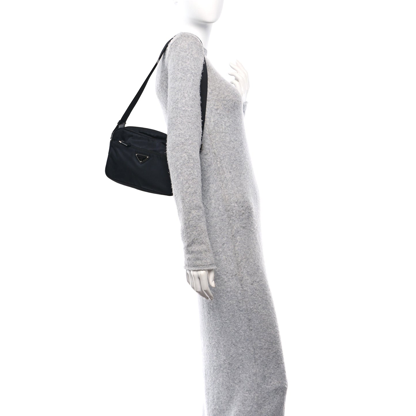 Tessuto Nylon Triangle Shoulder Bag Black