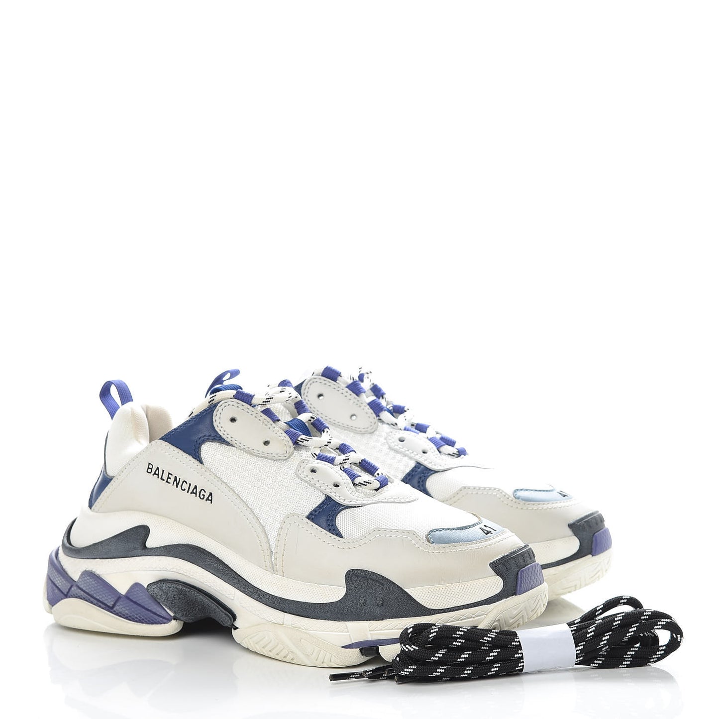Fabric Mesh Mens Triple S Sneakers 41 White Blue Violet
