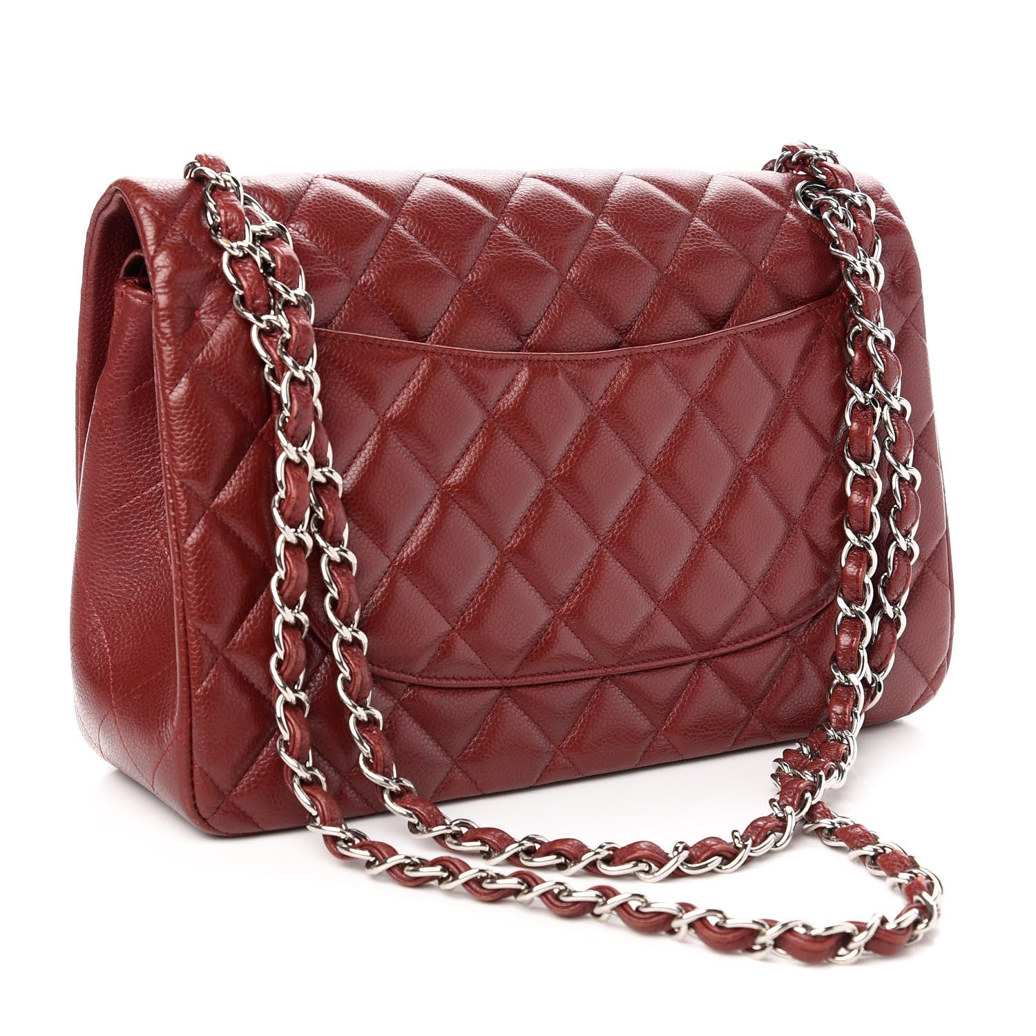 Chanel Caviar Quilted Jumbo Double Flap Dark Red 3 of 10