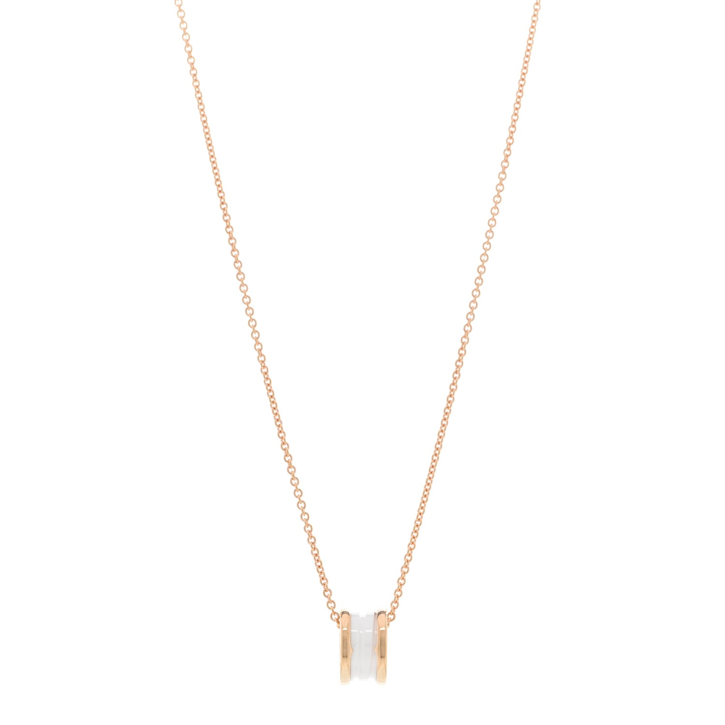 18K Rose Gold White Ceramic B.Zero1 Pendant Necklace