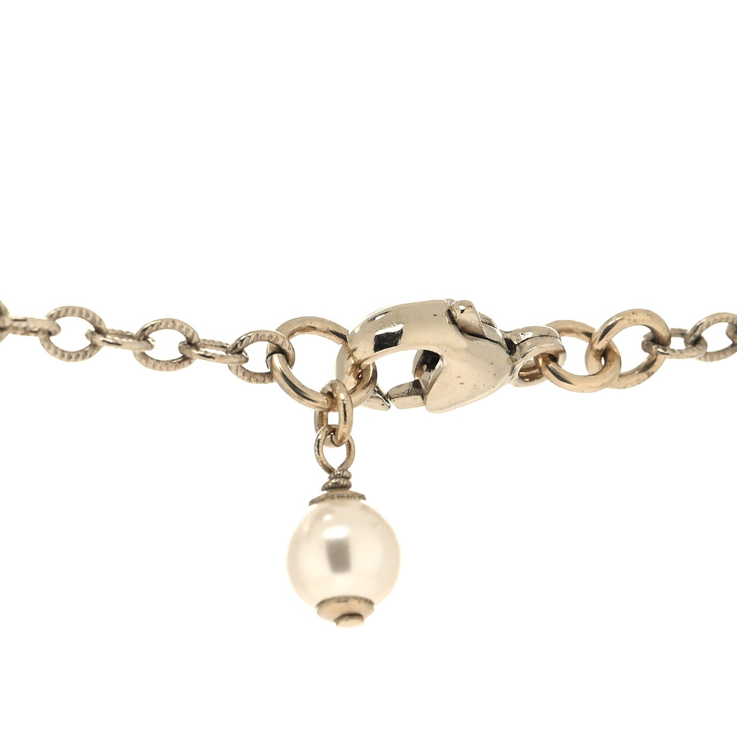 Pearl Crystal CC Pendant Necklace Gold