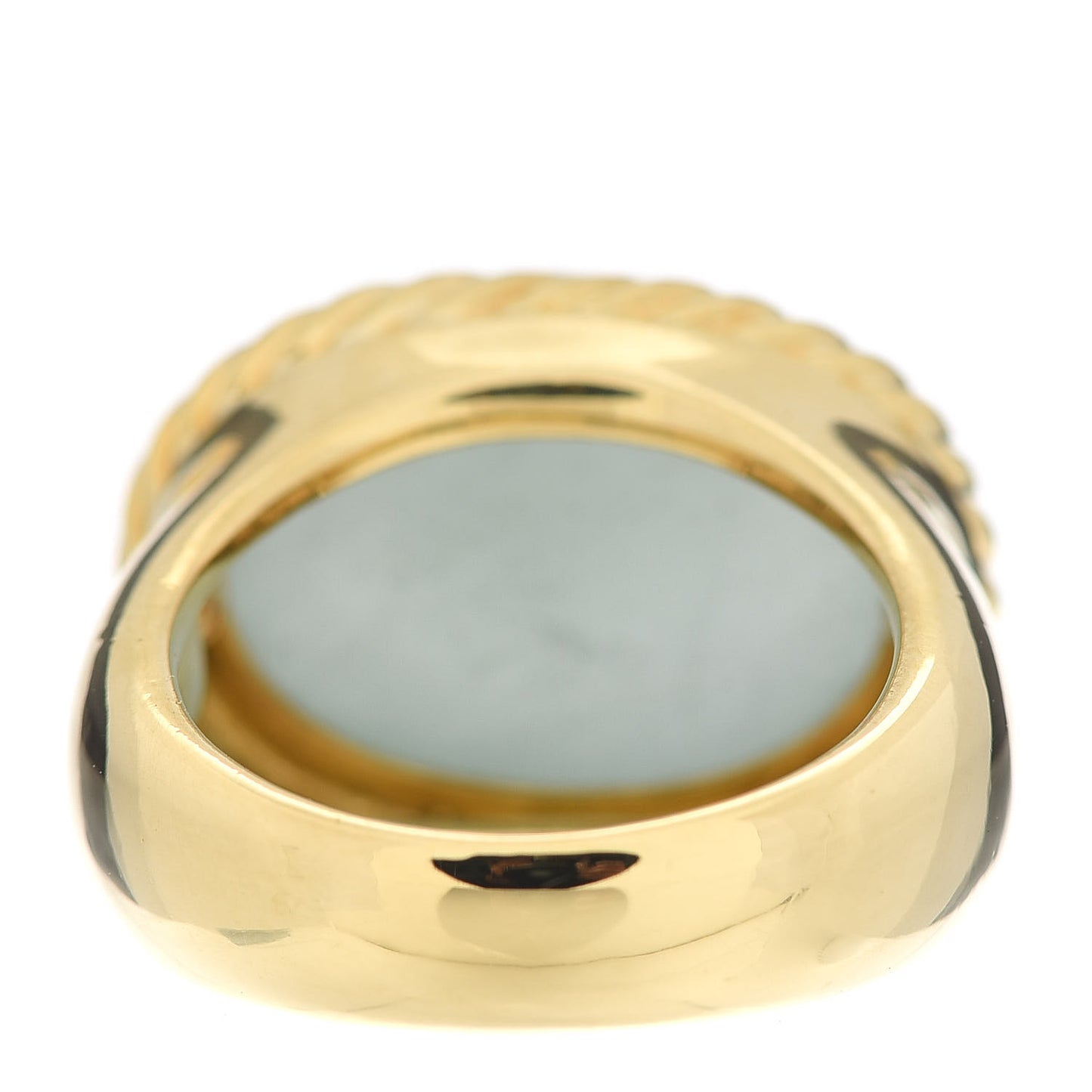 18K Yellow Gold Aquamarine 20mm Oval Signature Ring 51 5.75