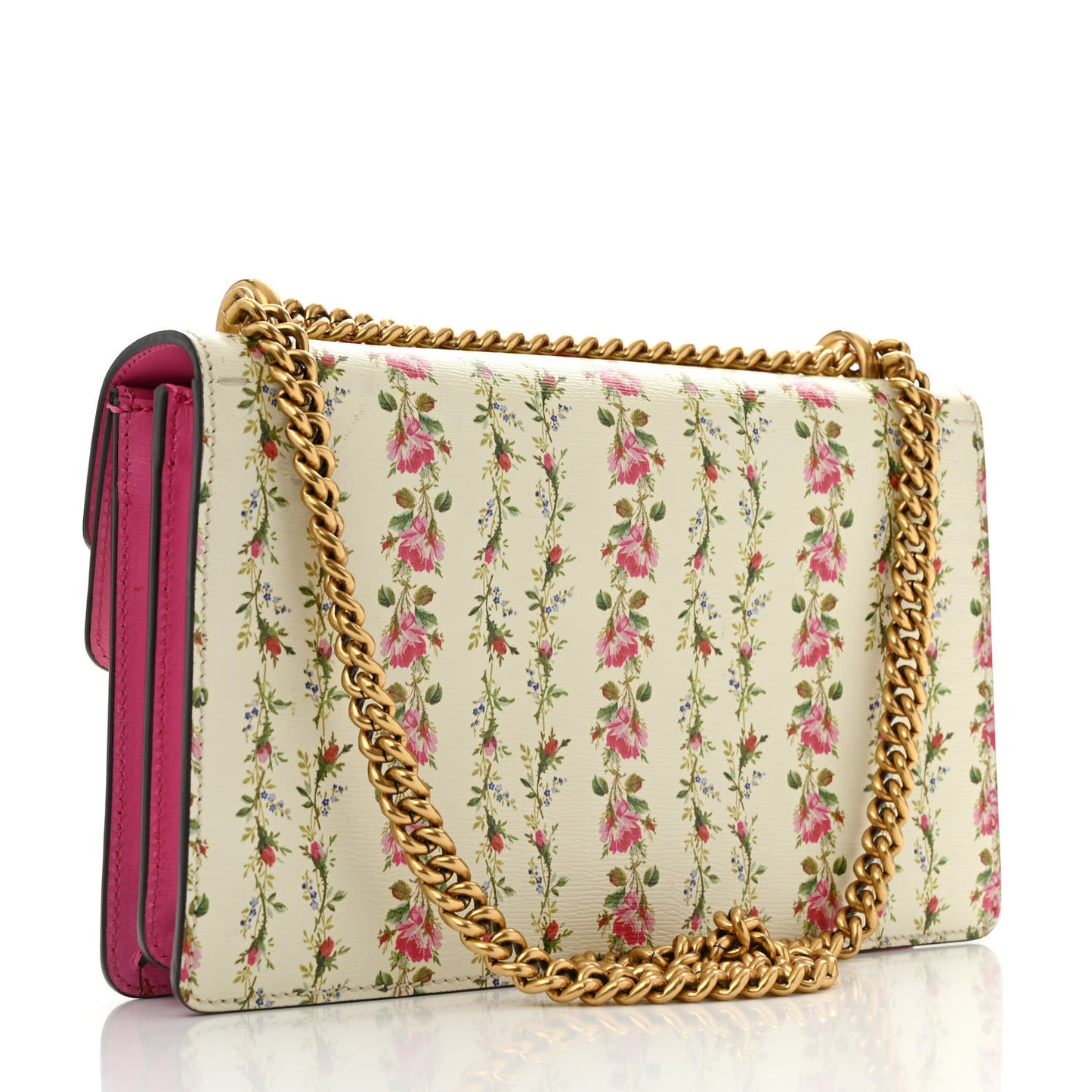Calfskin Floral Print Small Dionysus Bag Ivory Pink