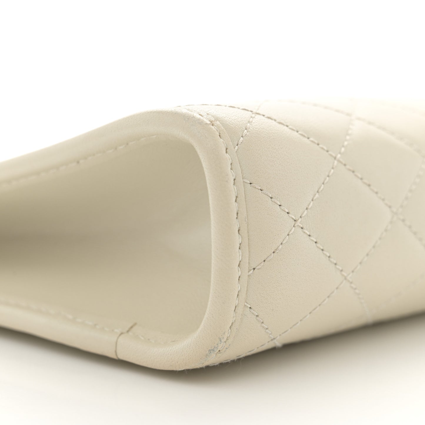 Lambskin Quilted Monogram Baby Victoire Chain Clutch Blanc Vintage