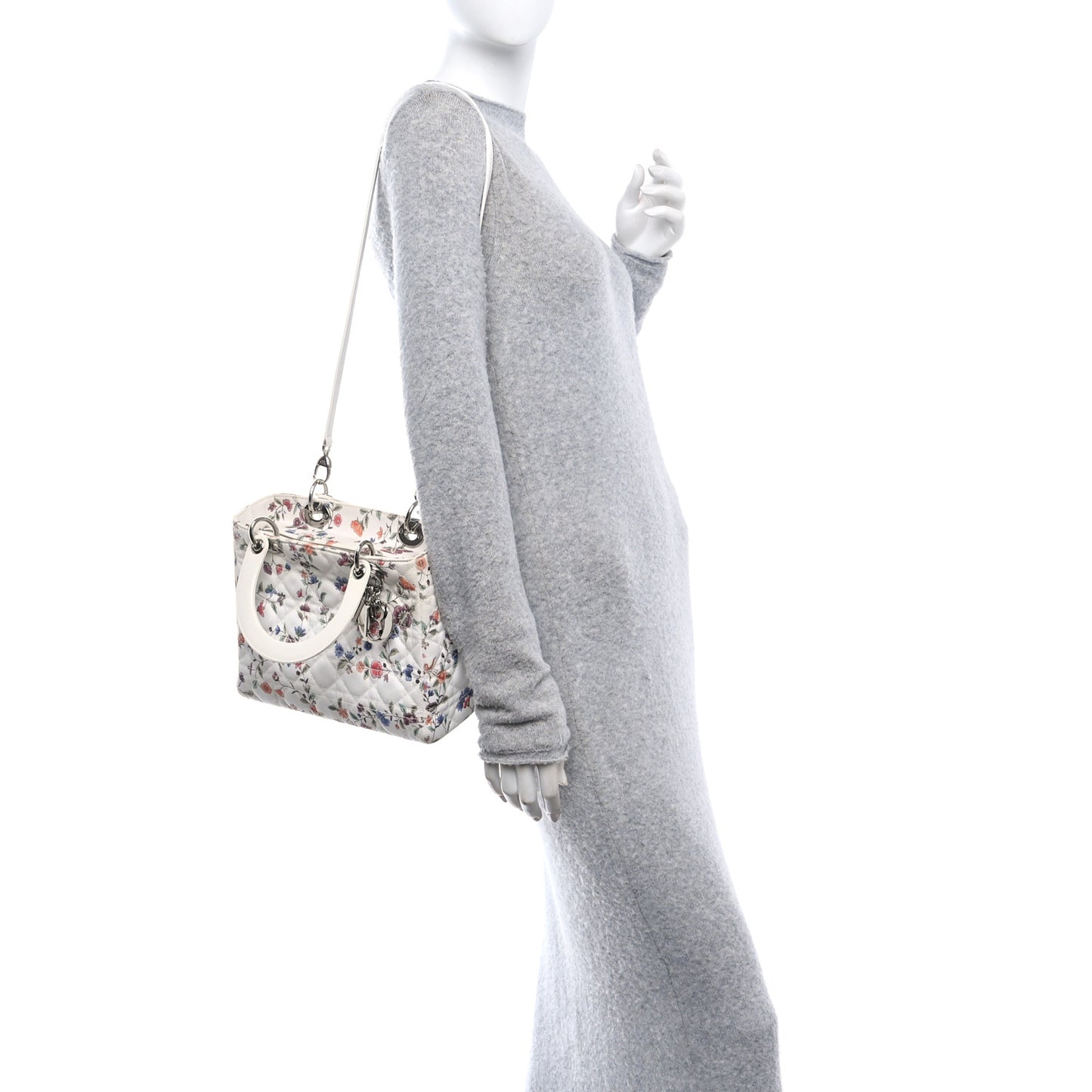 Canvas Nagoya Floral Medium Lady Dior White Multicolor