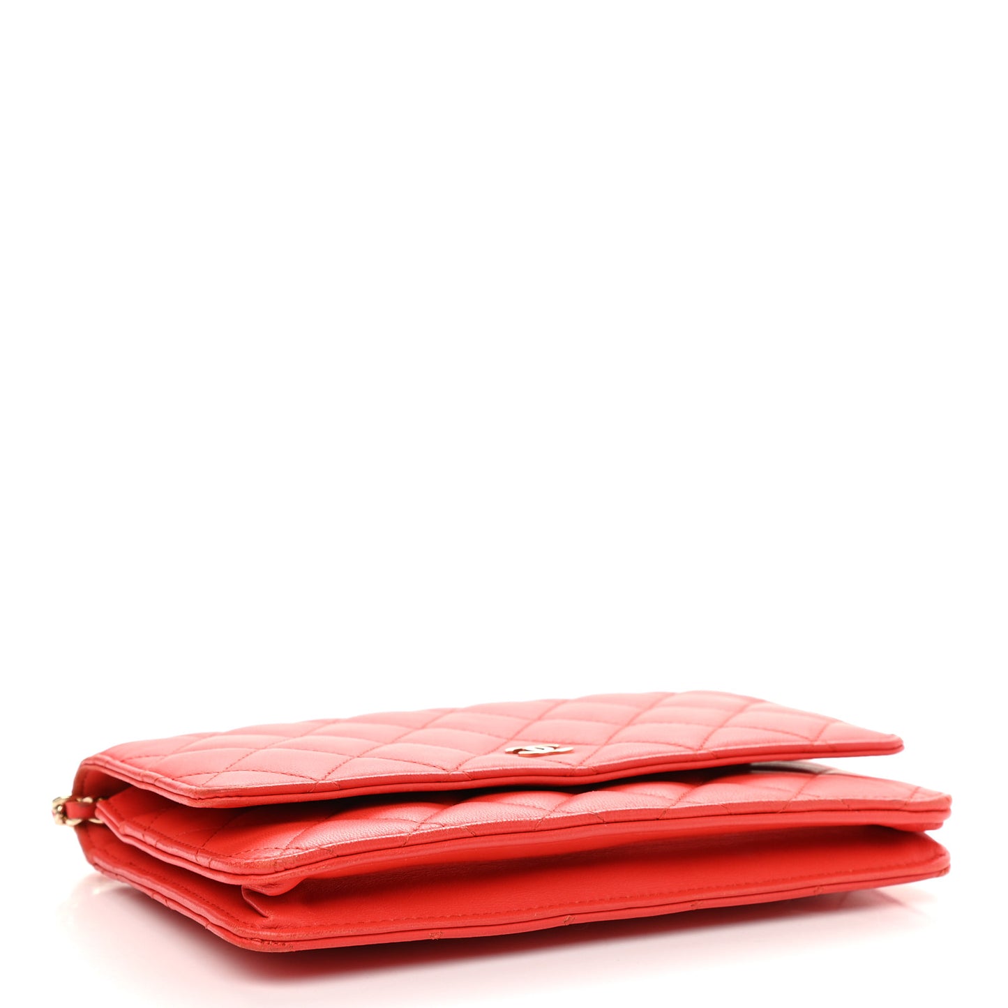 Lambskin Quilted Wallet On Chain WOC Red