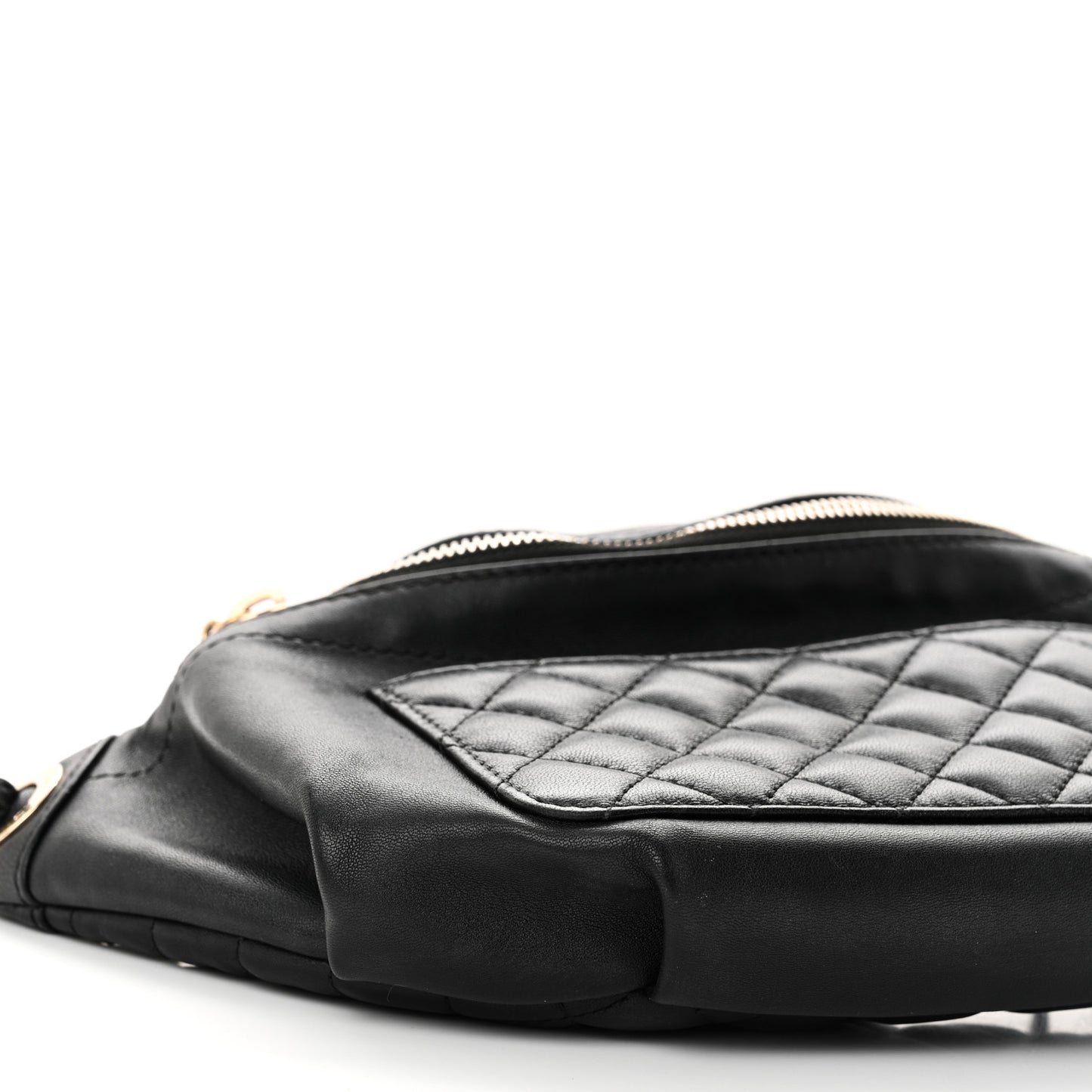 Lambskin Quilted Waist Bag Fanny Pack Black