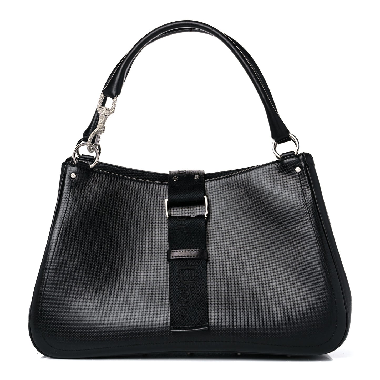 Coated Canvas Crystal Hardcore Shoulder Bag Black