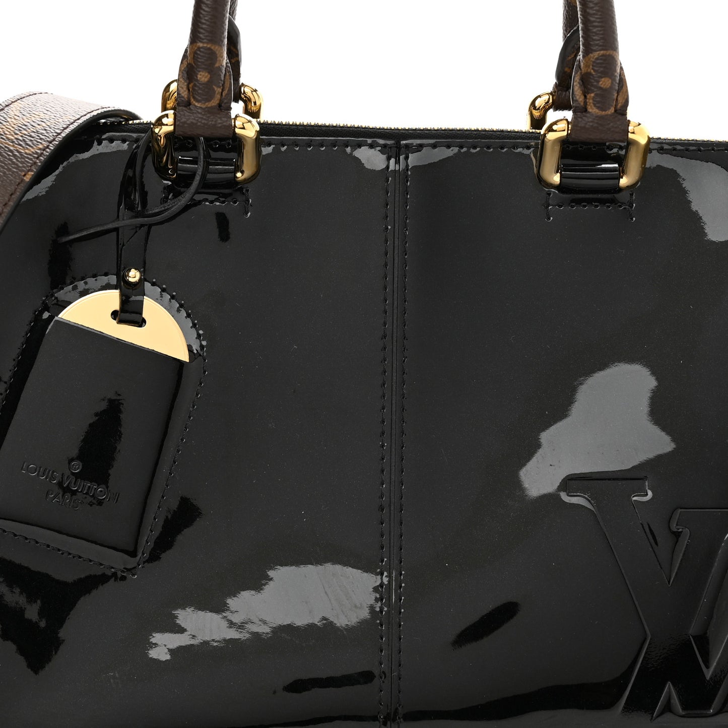 Patent Calfskin Miroir Tote Black
