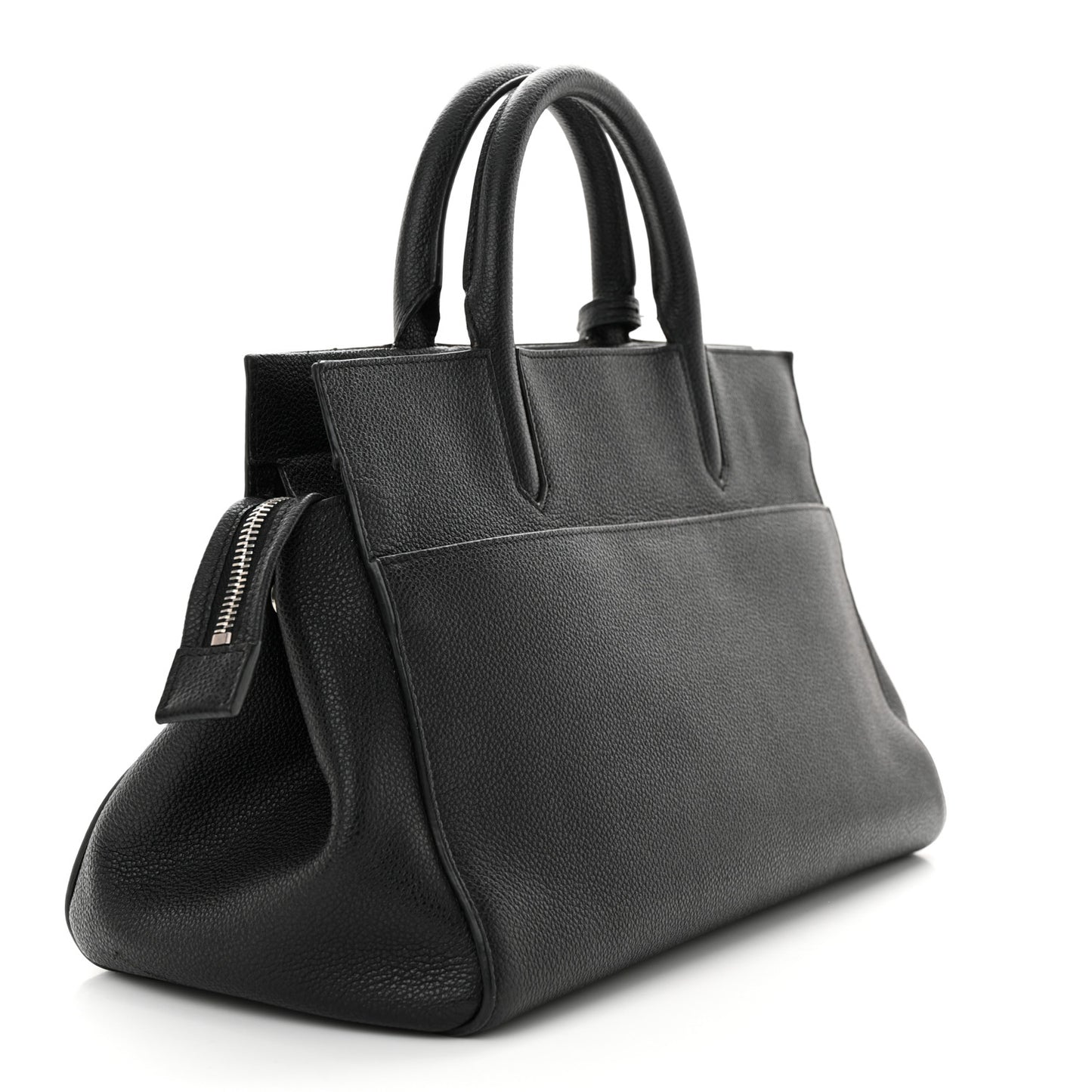 Grained Calfskin Small Cabas Rive Gauche Black