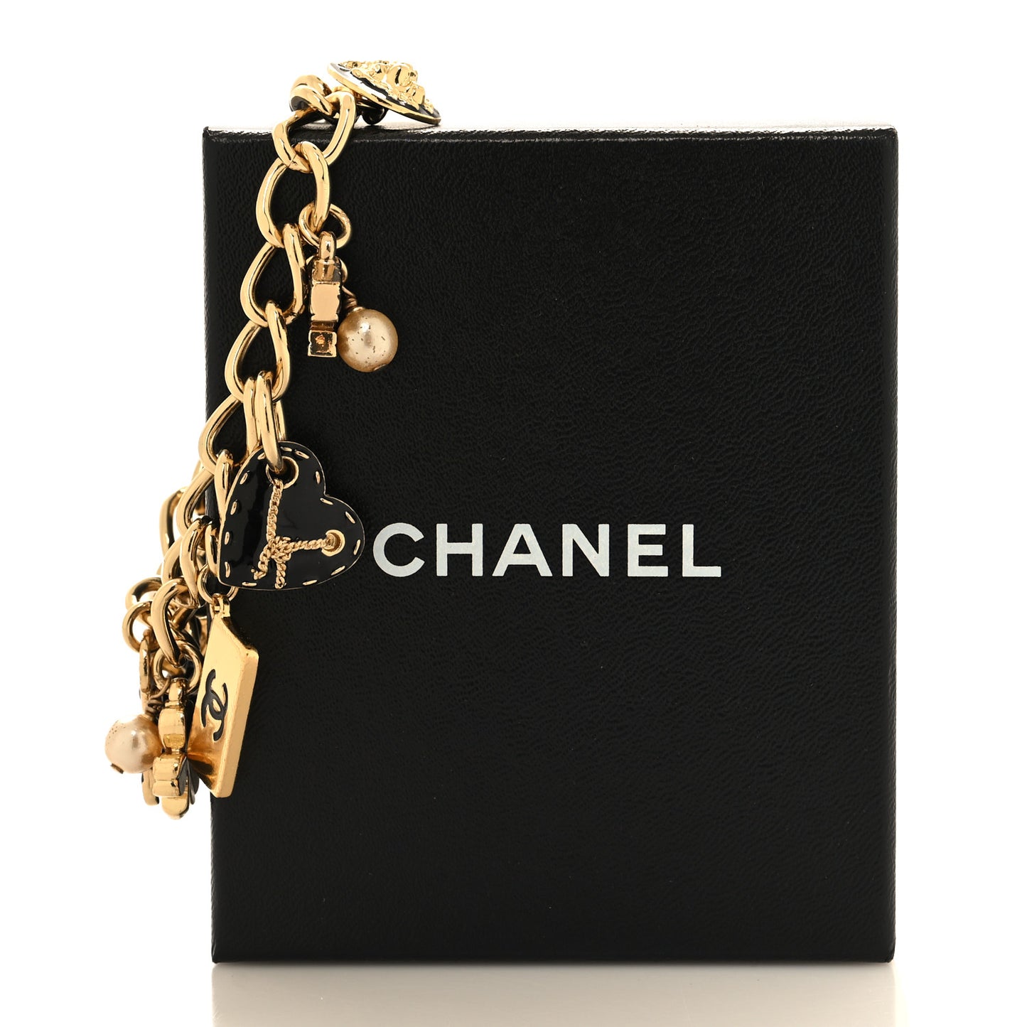 Resin Pearl CC Precious Symbols Charm Bracelet Gold Black