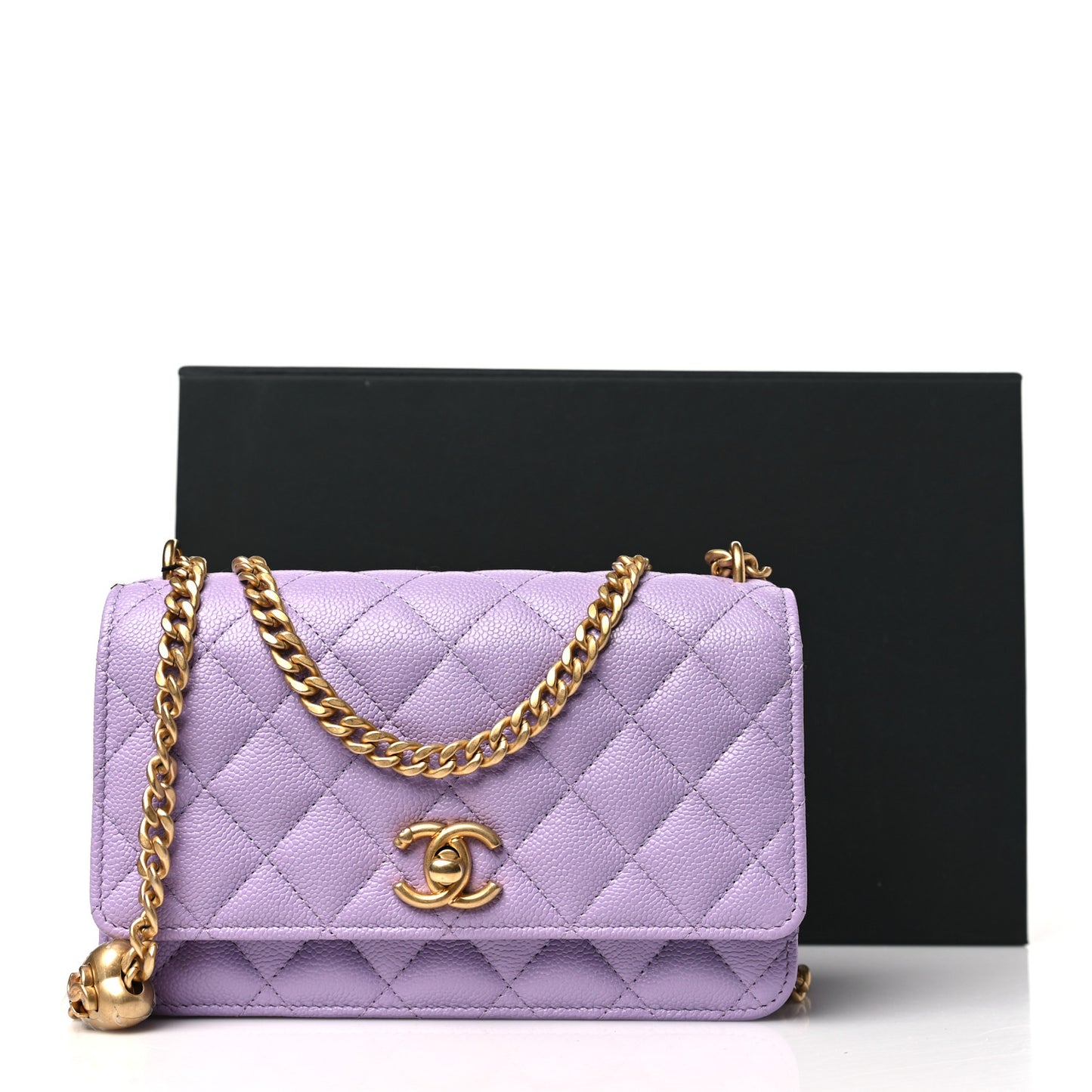 Caviar Quilted Sweetheart Wallet On Chain WOC Light Purple